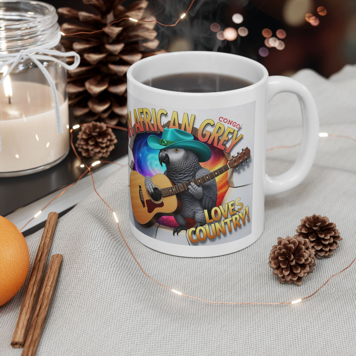 African Grey Congo Loves Country Mug