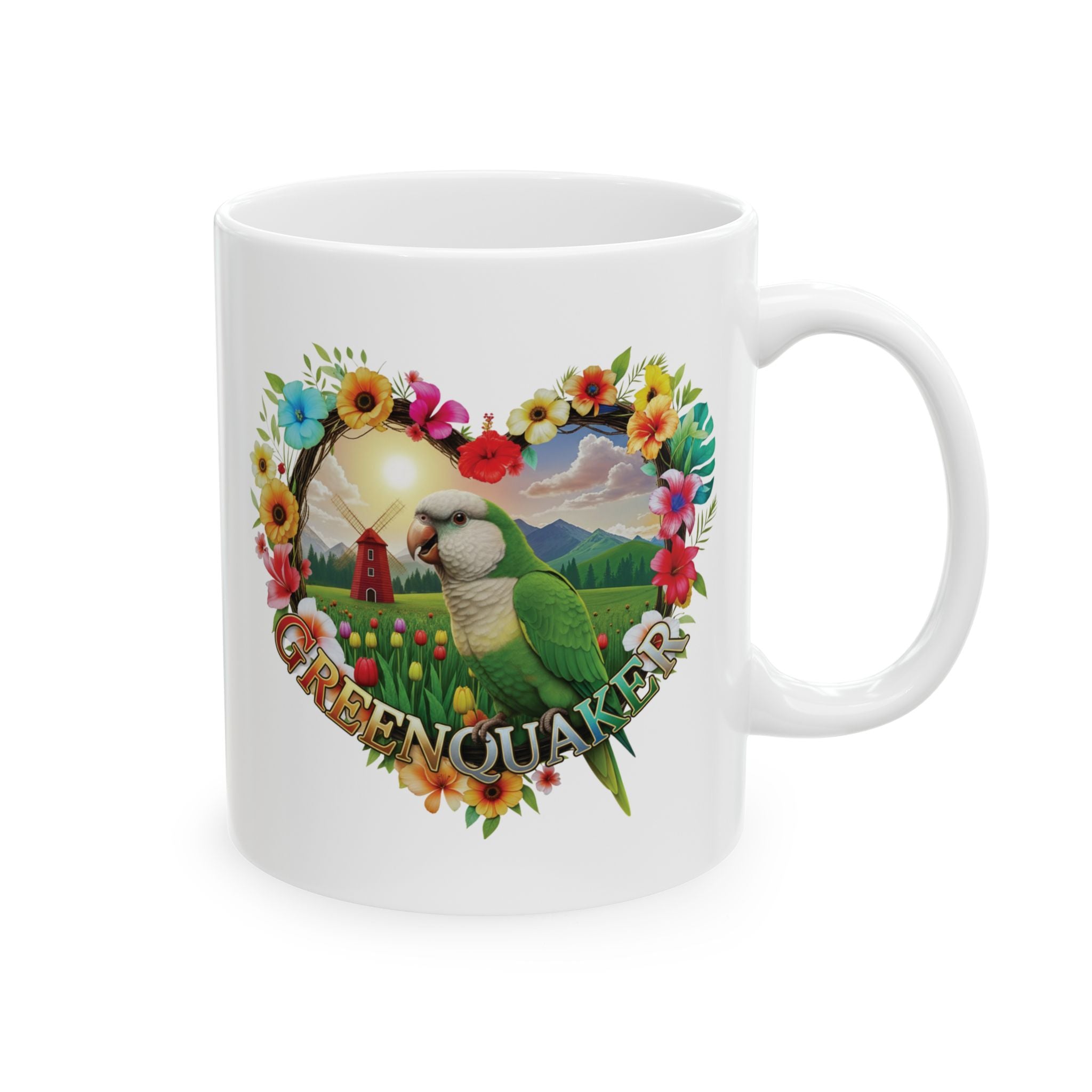 Green Quaker Floral Mug