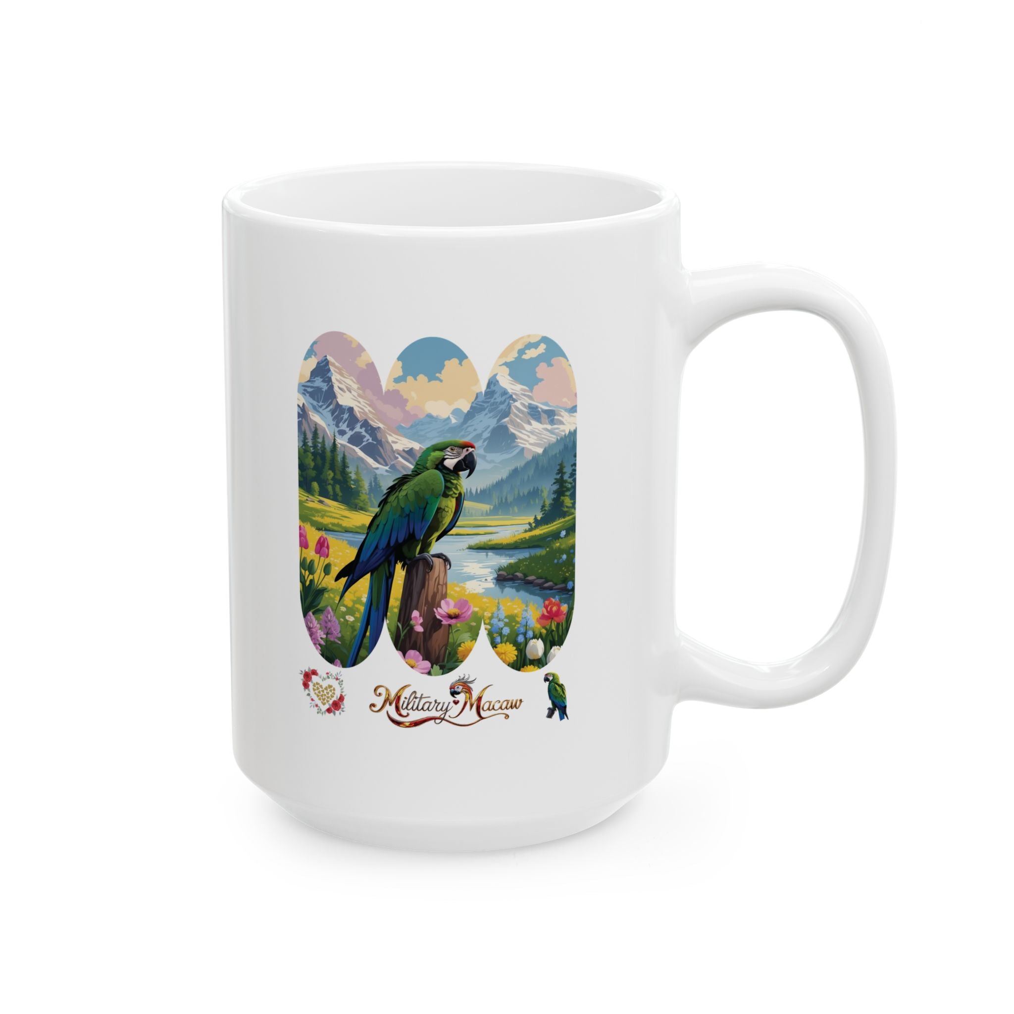 Military Macaw Floral Lake Mug