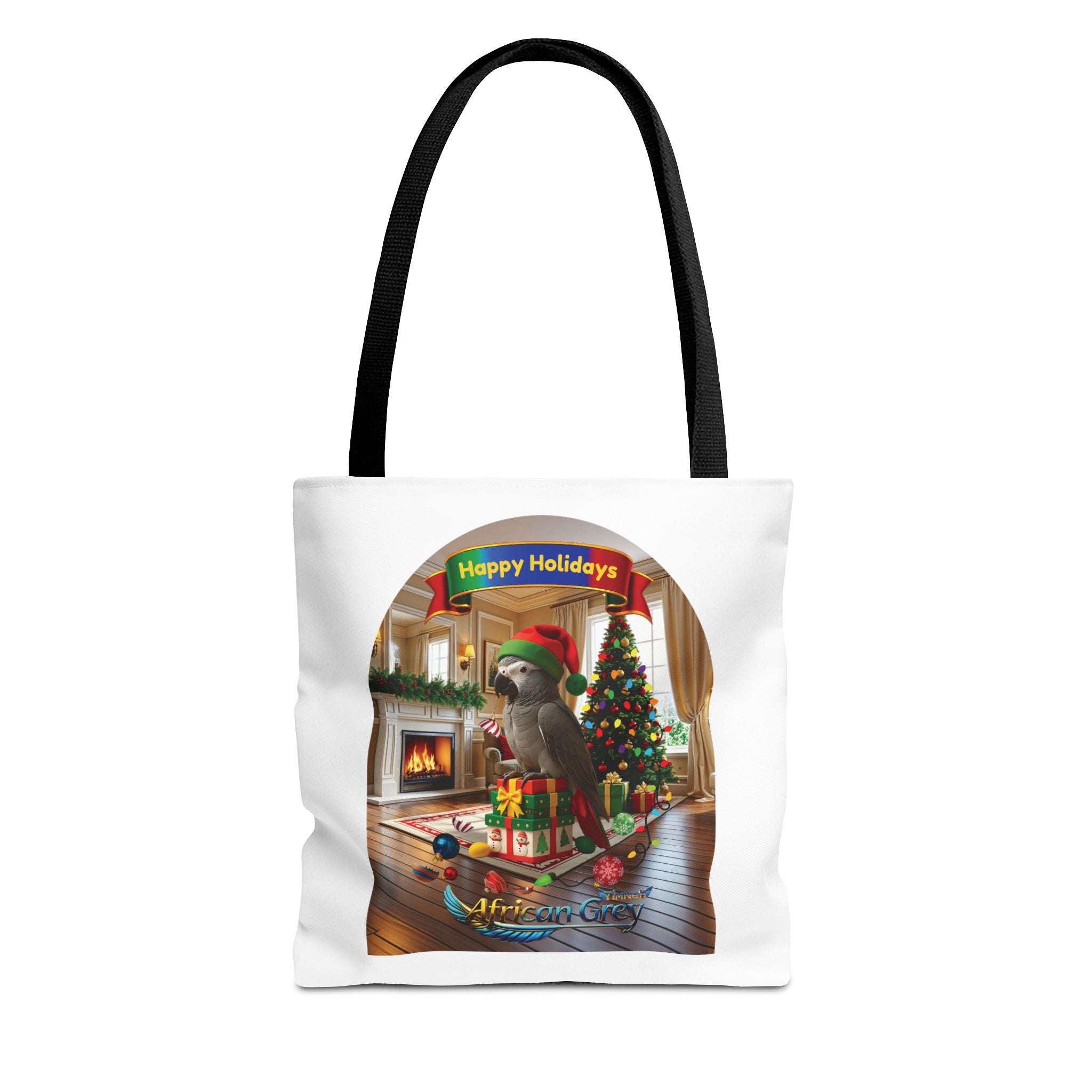 Happy Holidays African Grey Timneh Tote Bag