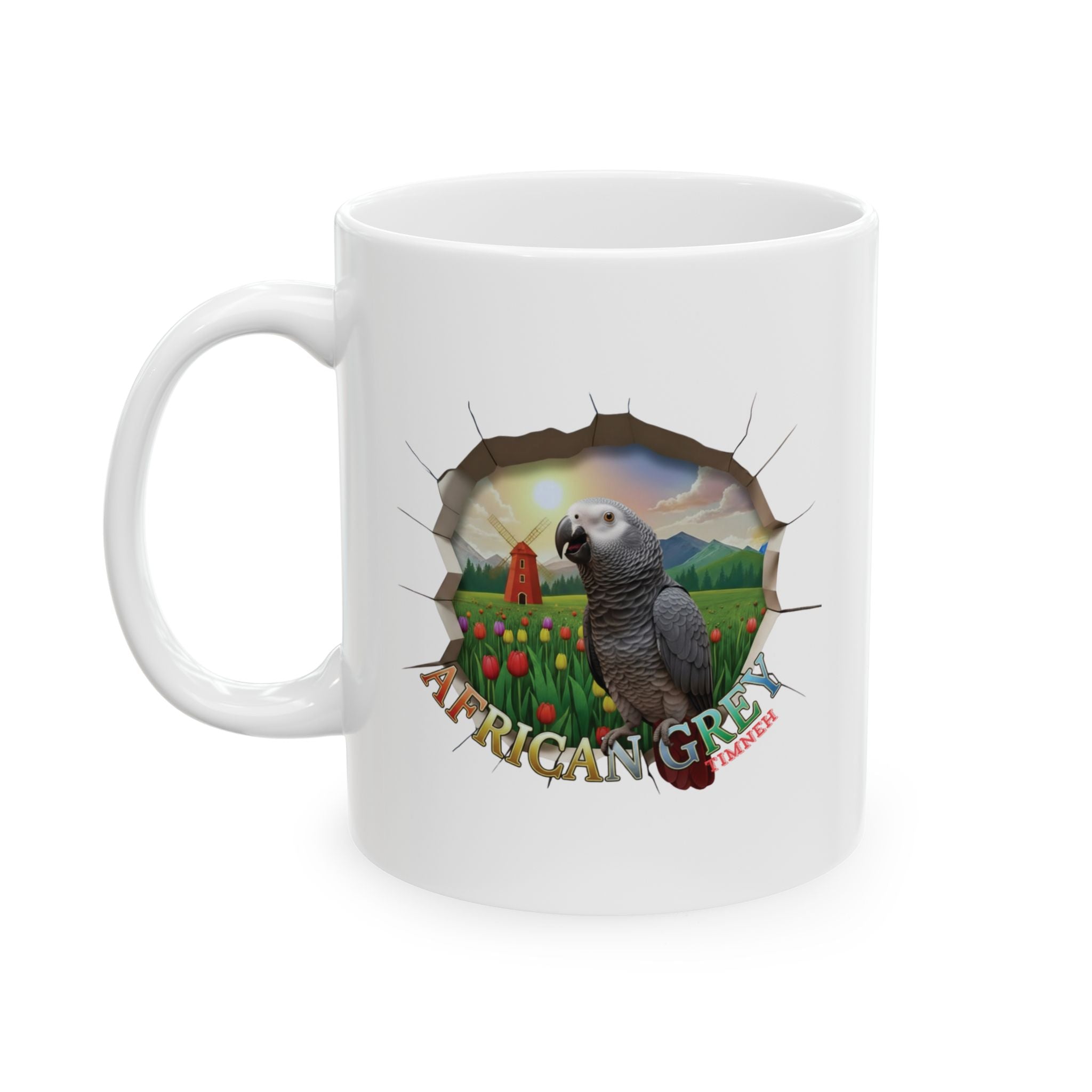African Grey Timneh Tulip Field Mug
