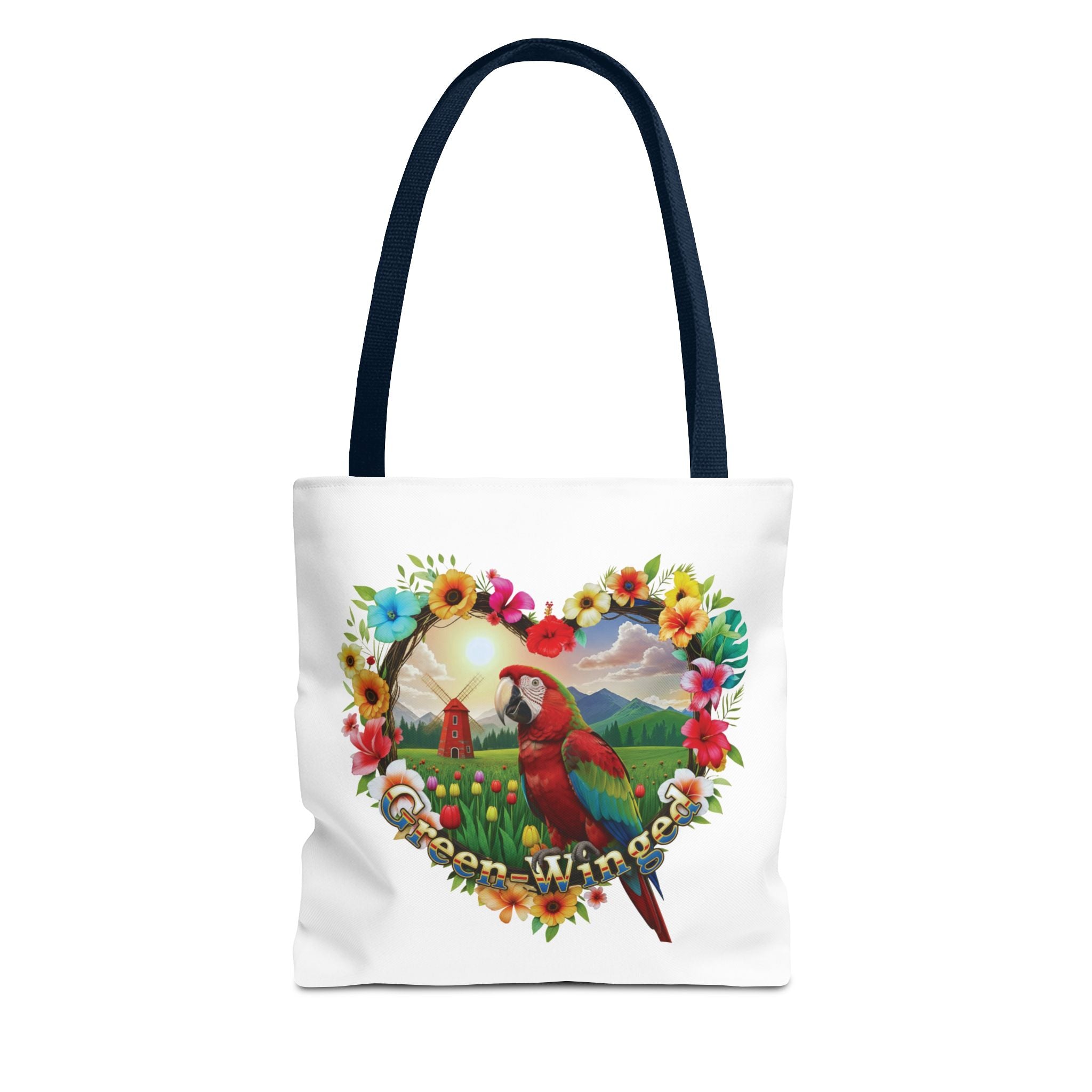 Green-Winged Macaw Heart Design Tote Bag