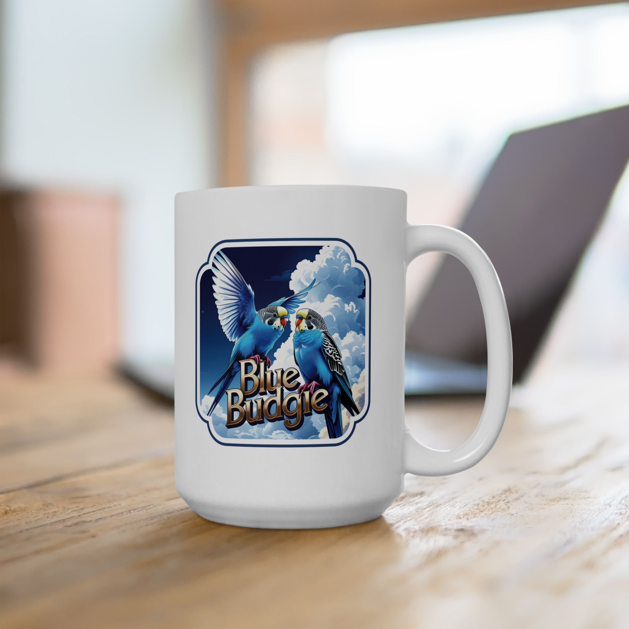 Flying Blue Budgie Sky Mug