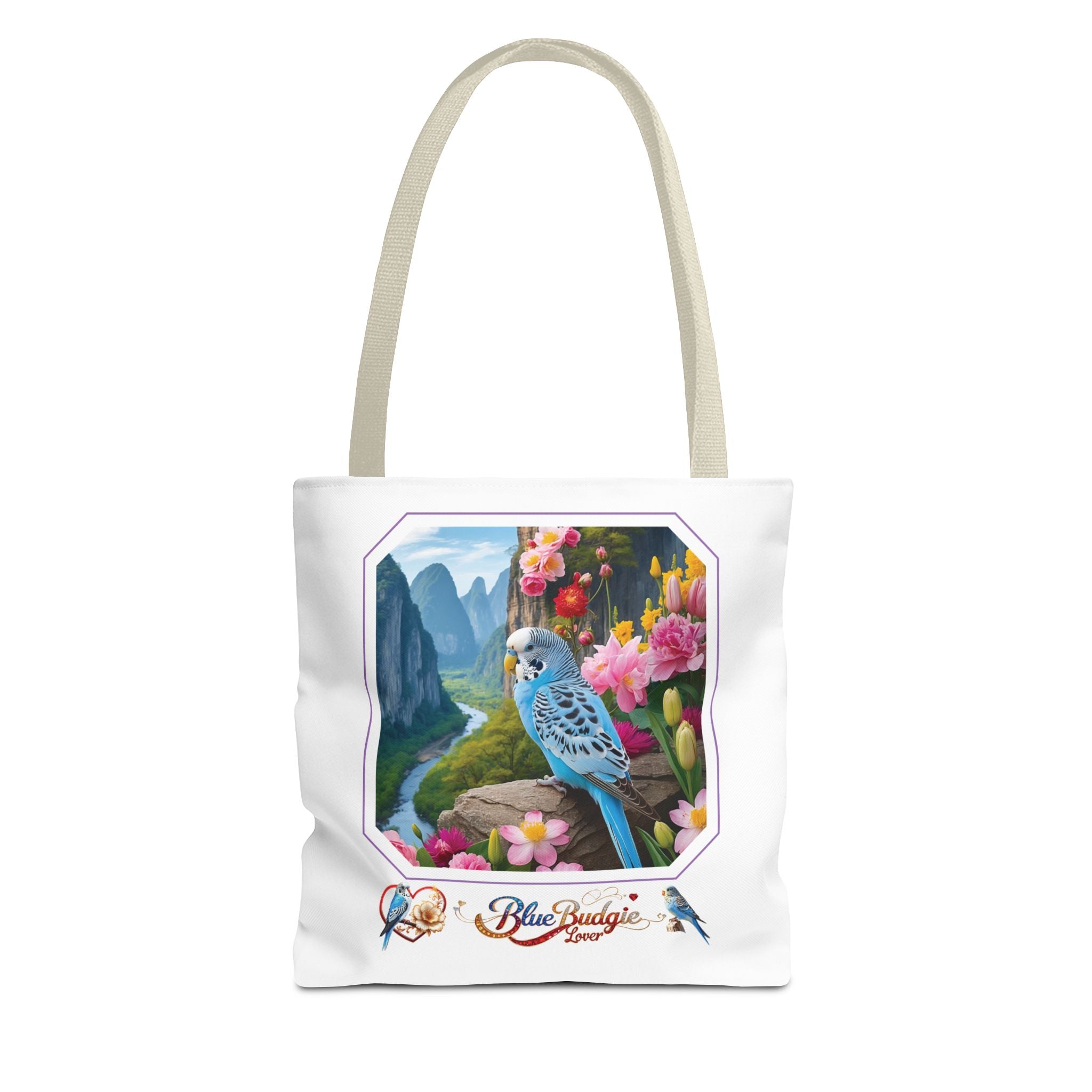 Blue Budgie Lover Mountain Tote Bag