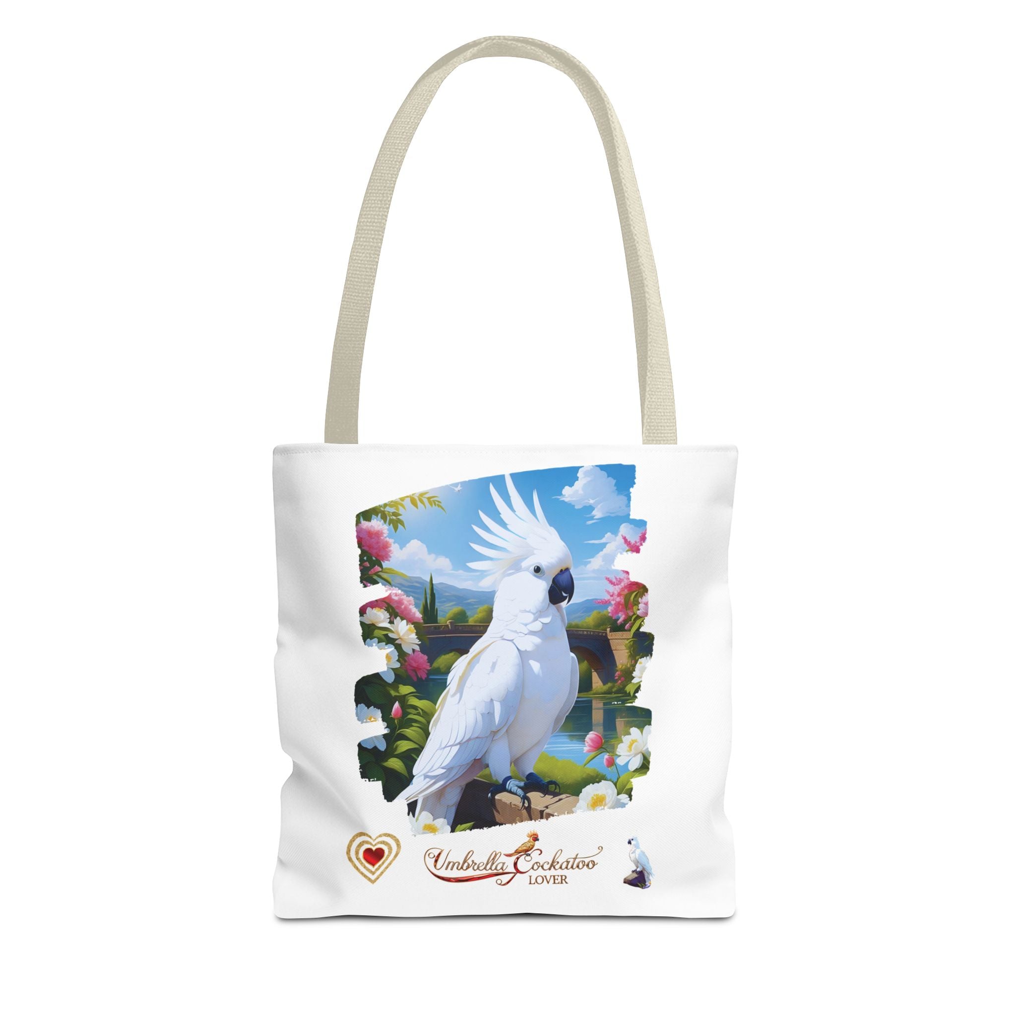 White Umbrella Cockatoo Lover Floral Tote Bag