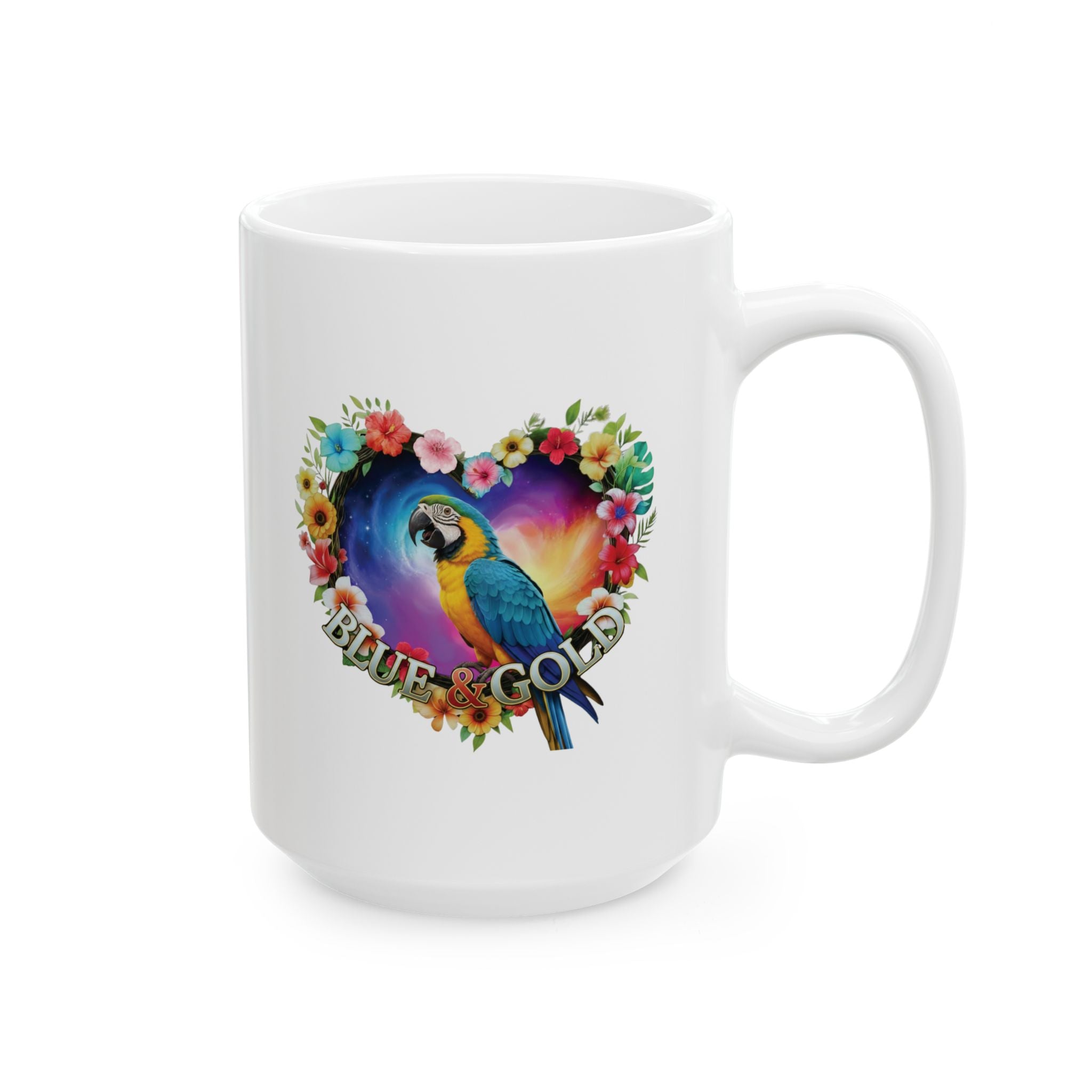 Blue & Gold Floral Heart Mug