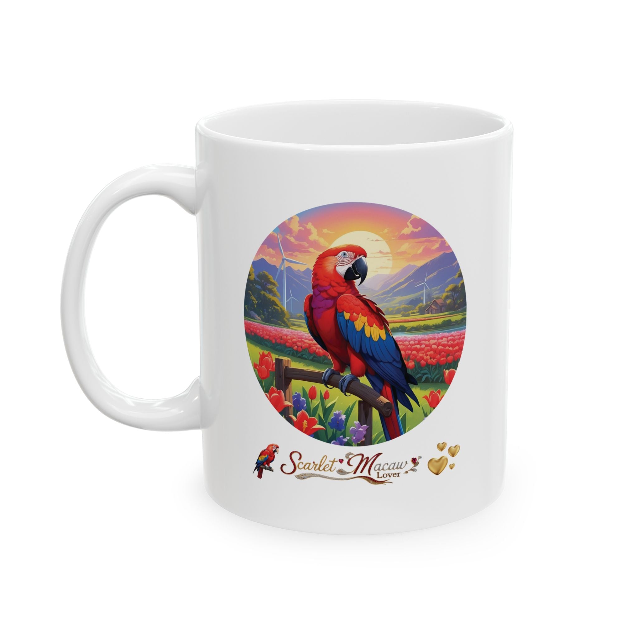 Scarlet Macaw Lover Floral Mug