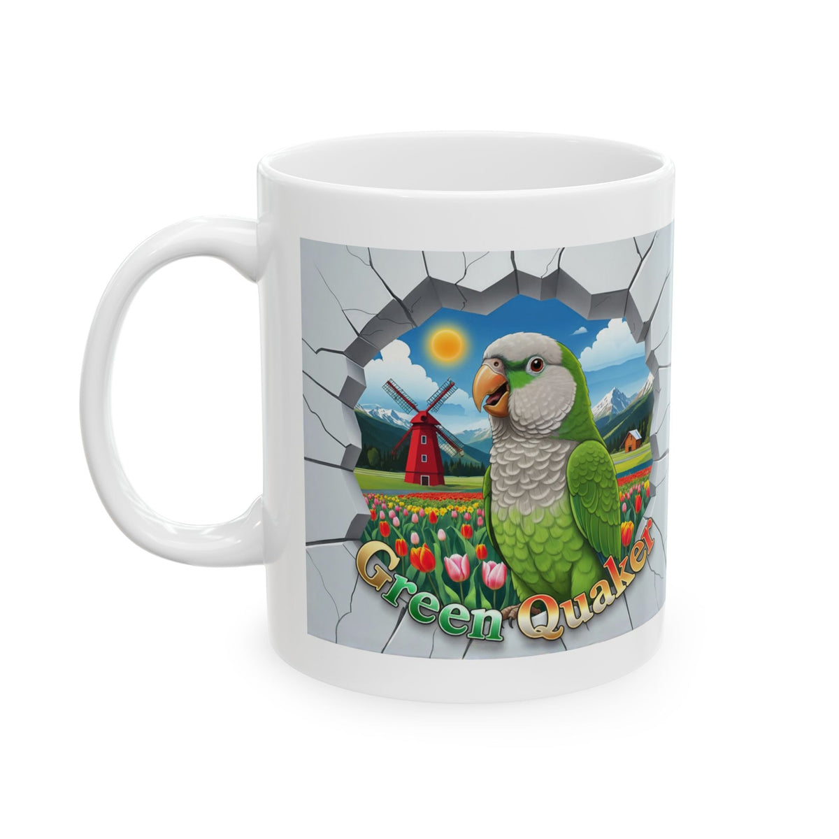 Green Quaker Floral Field Mug