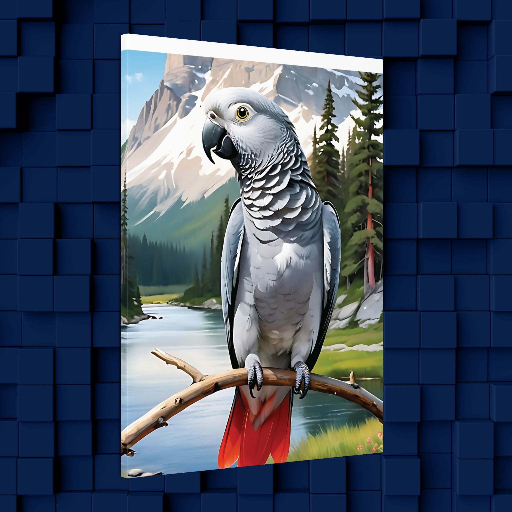 African Grey Congo Canvas Wall Hangings