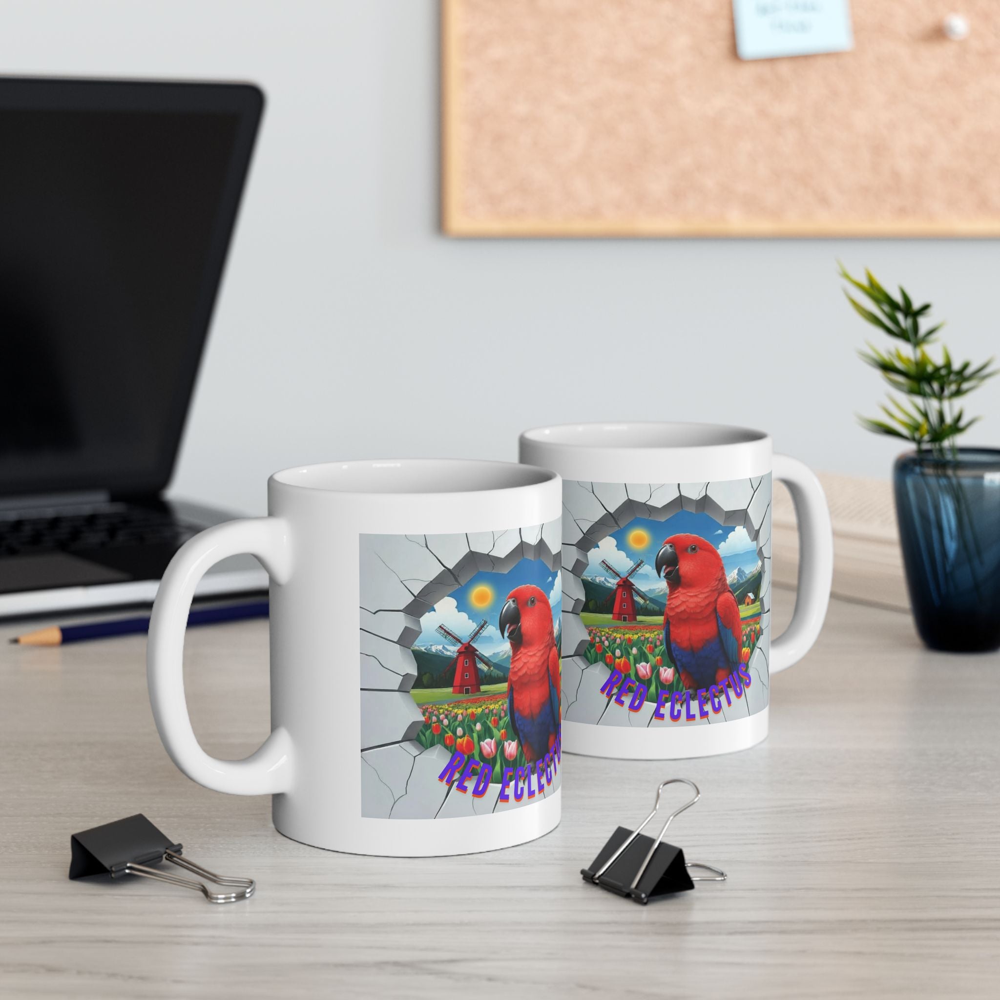 Red Eclectus Tulip Windmill Field Mug