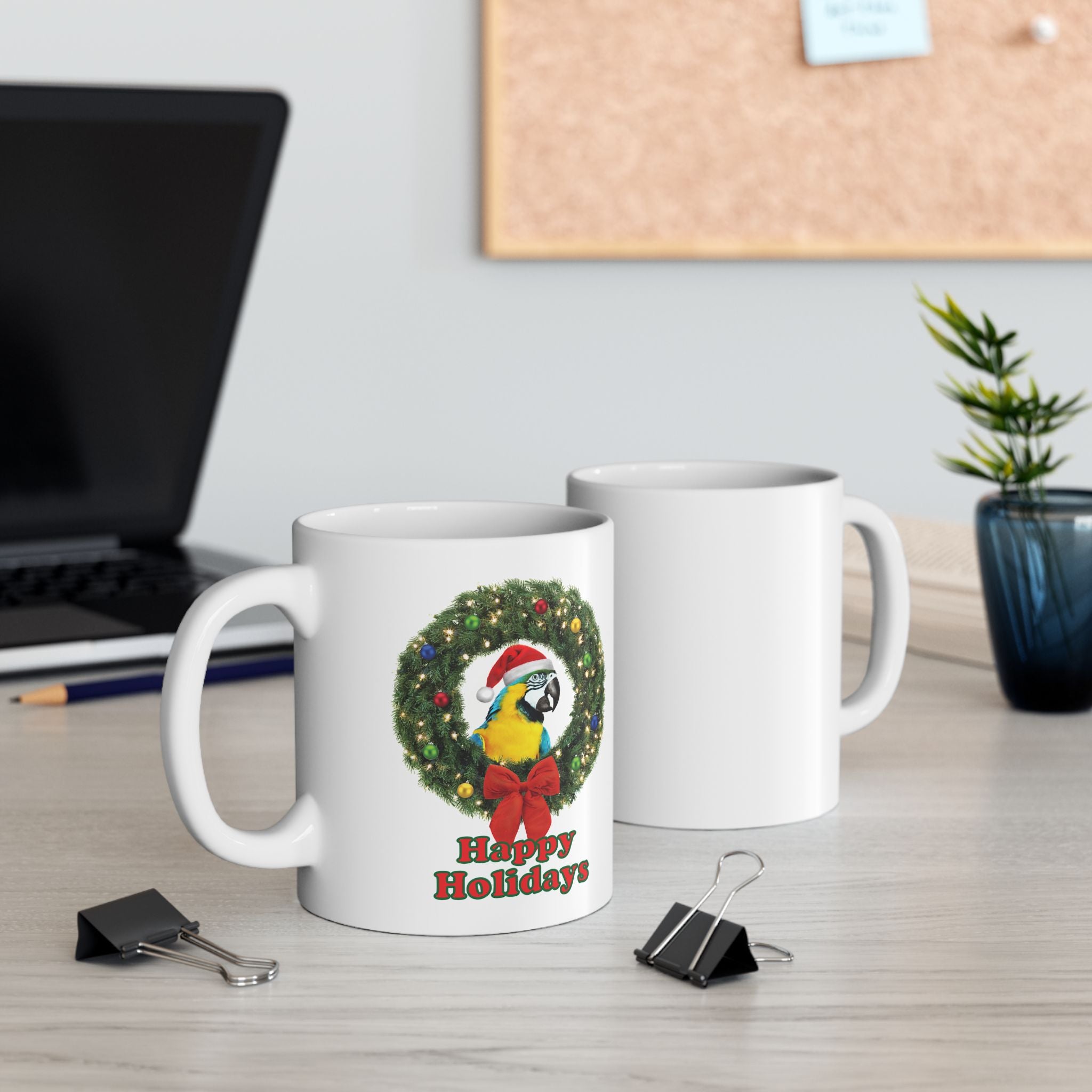 Happy Holidays Christmas Blue And Gold Mug