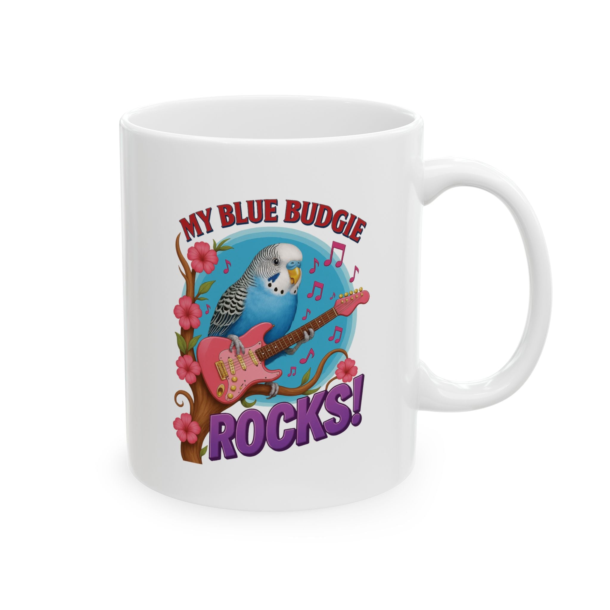 My Blue Budgie Rocks Music Mug