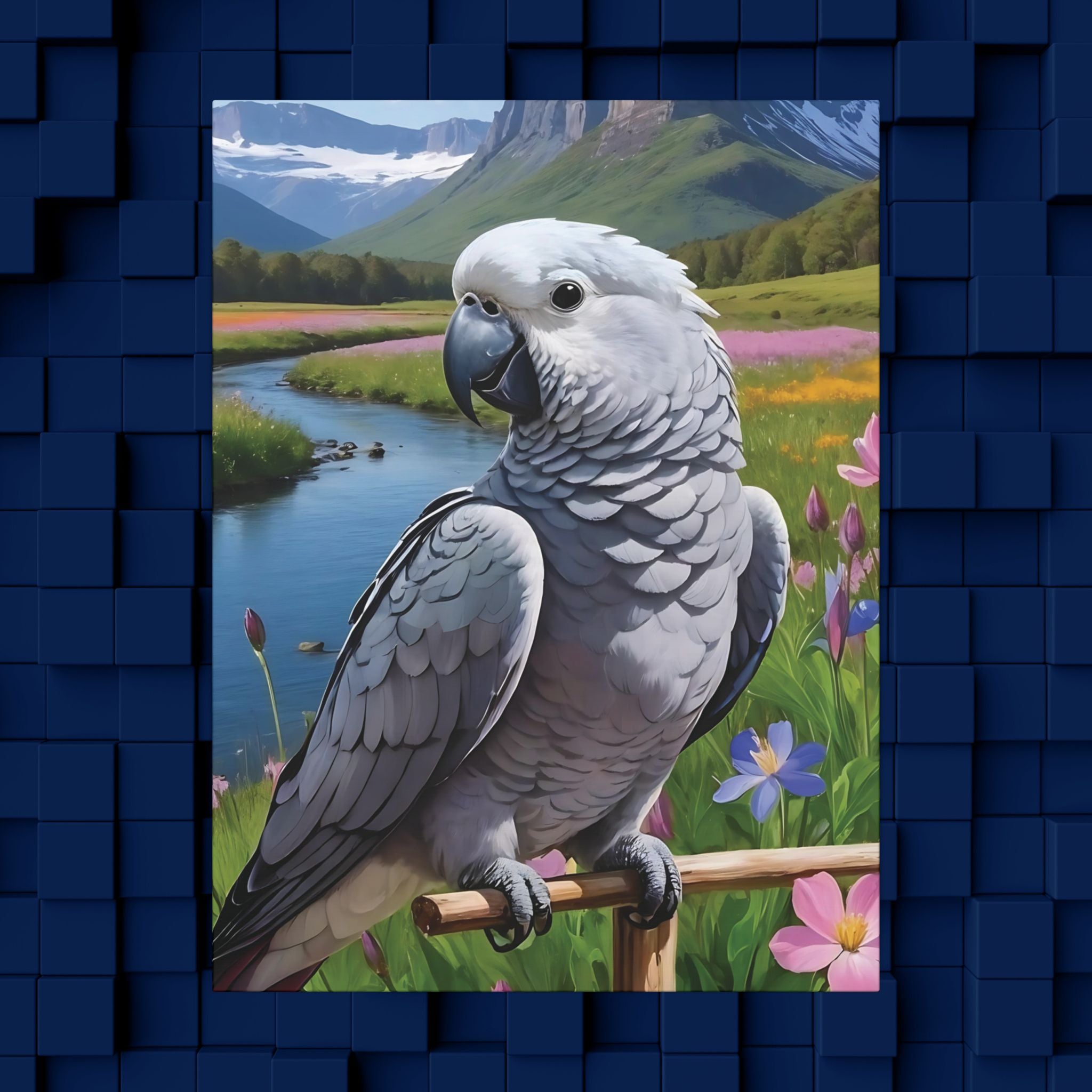 African Grey Congo Canvas Art Wall Hanging