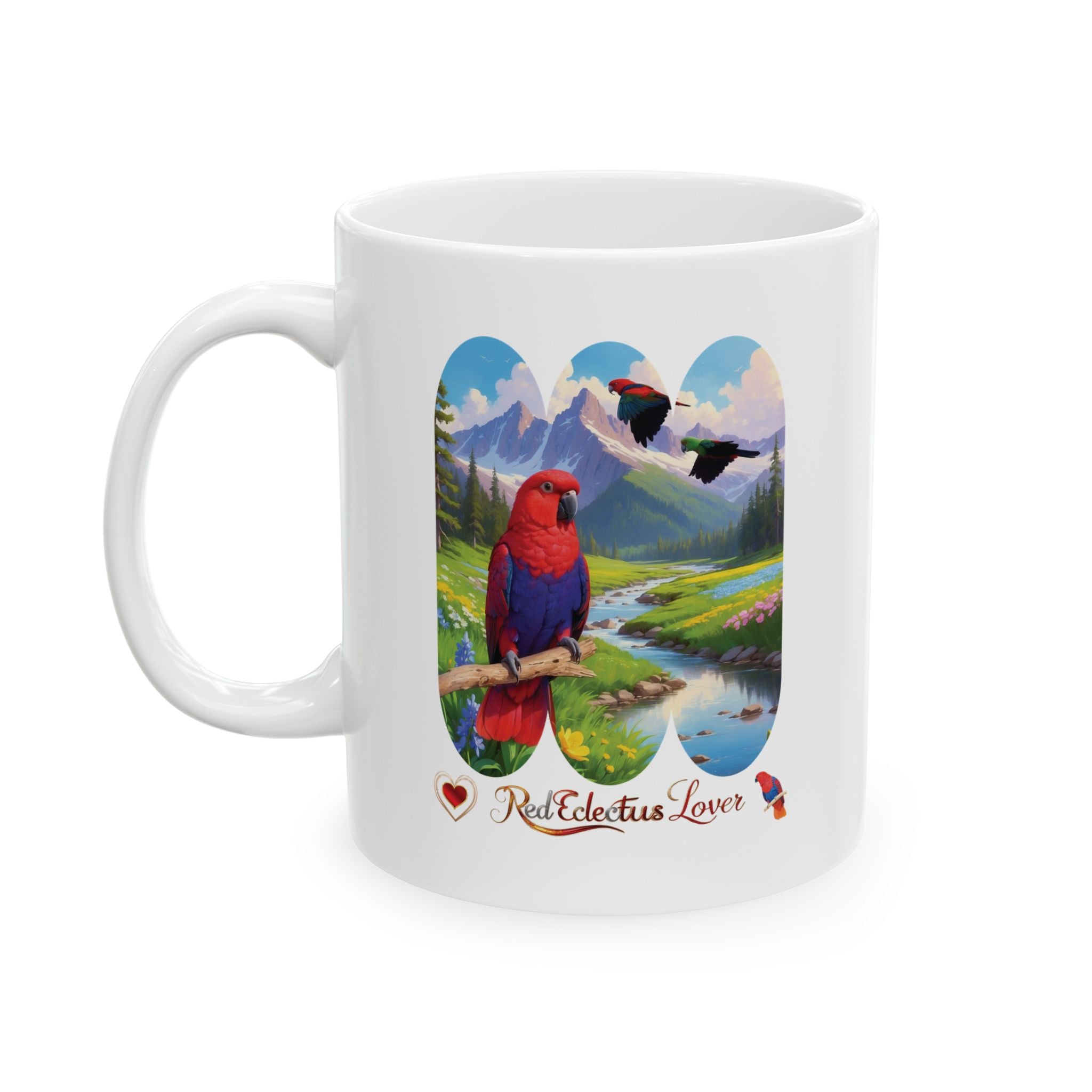Red Eclectus Lover Lake Scenic Mug