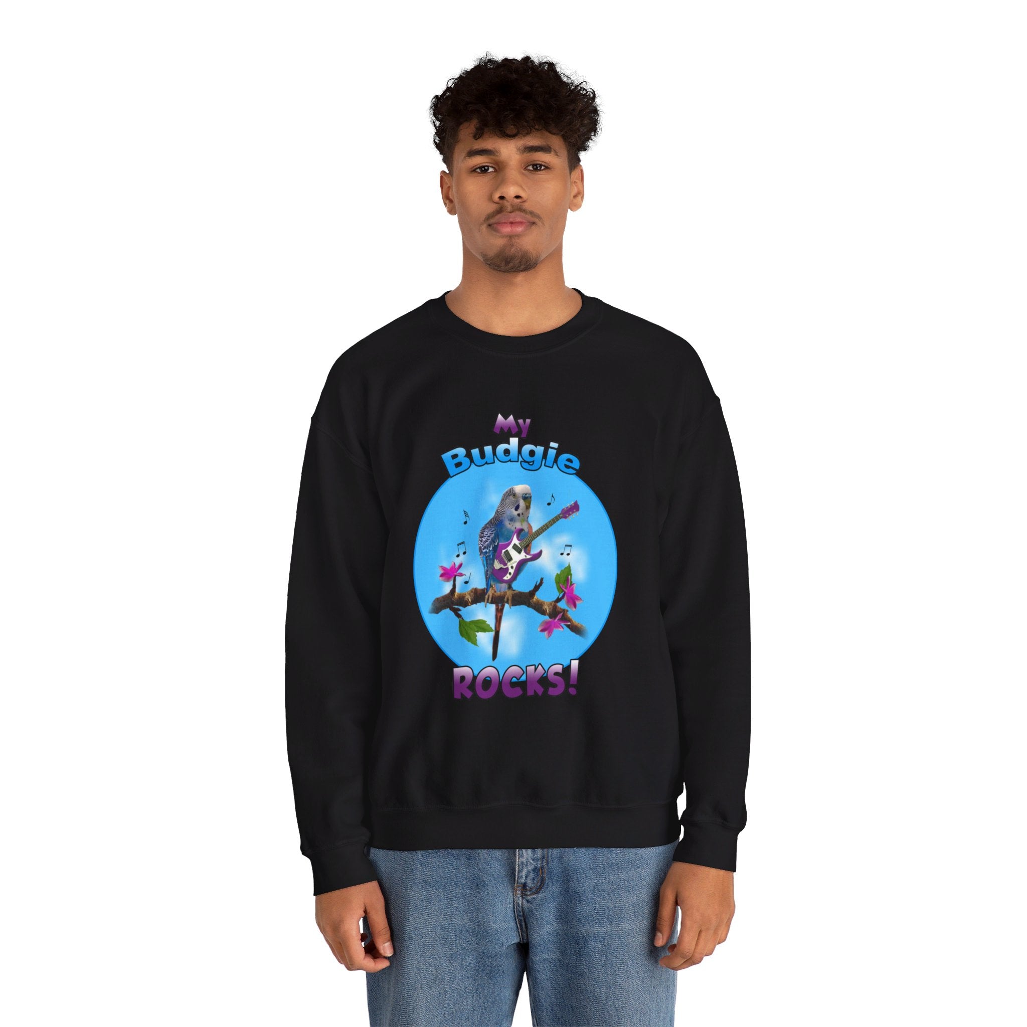My Blue Budgie Rocks Guitar Sweatshirt
