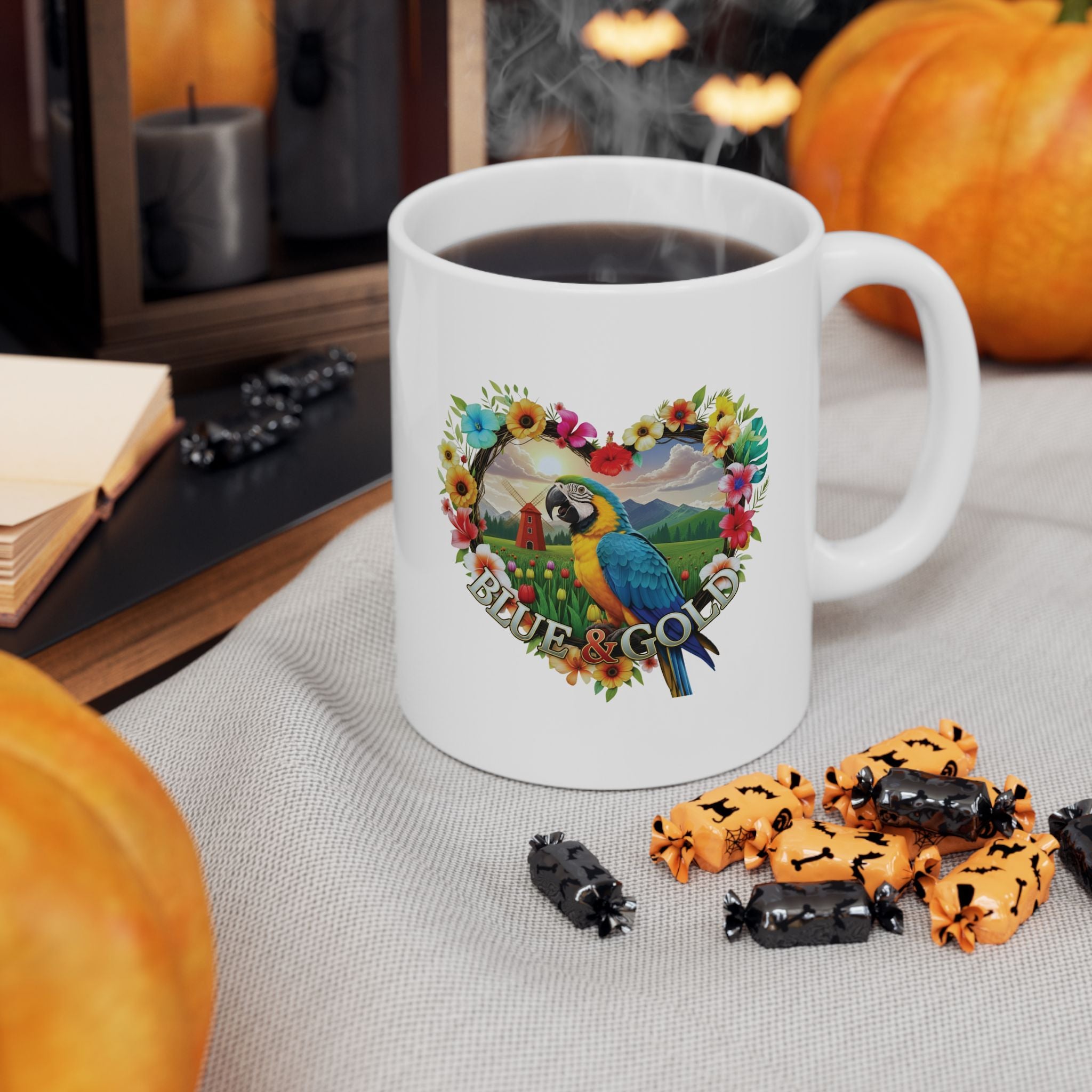 Blue & Gold Tulip Windmill Field Mug