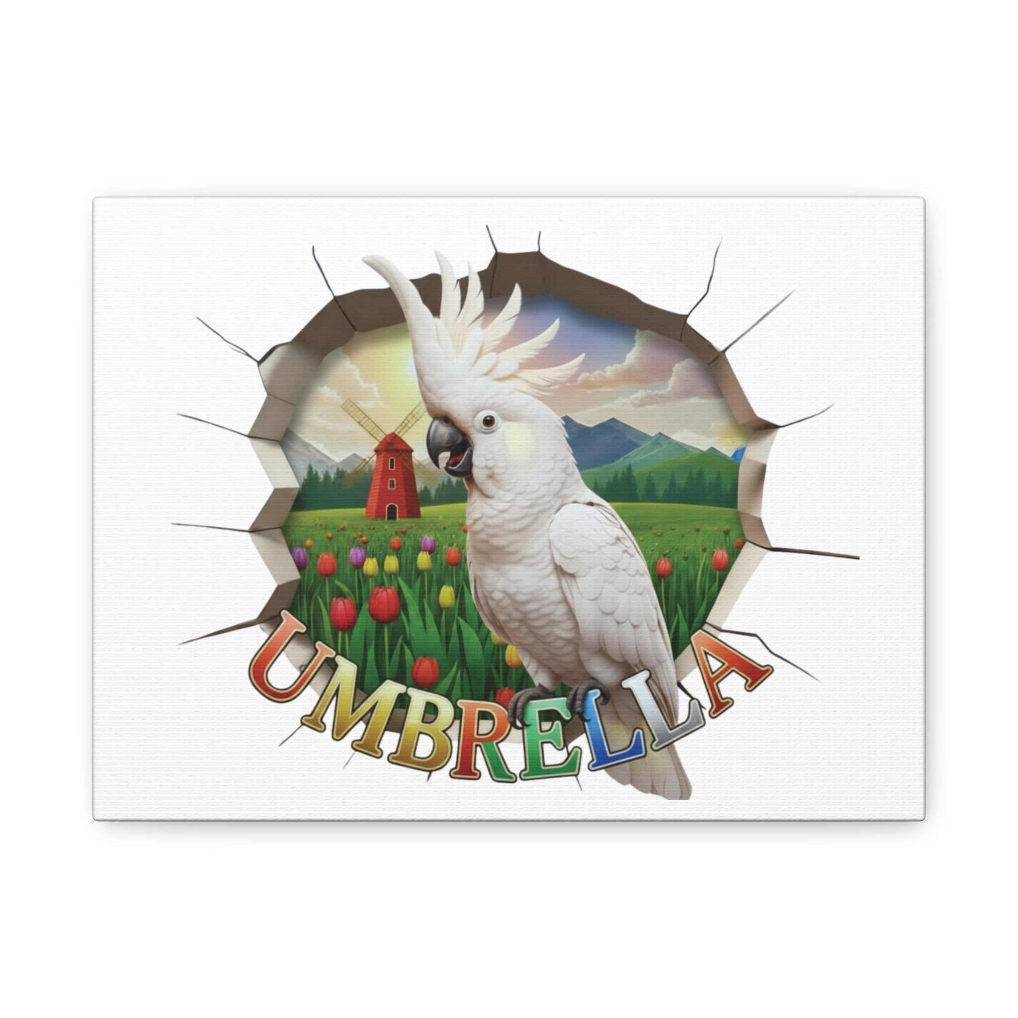 Umbrella Cockatoo Tulip Field Wall-Hanging