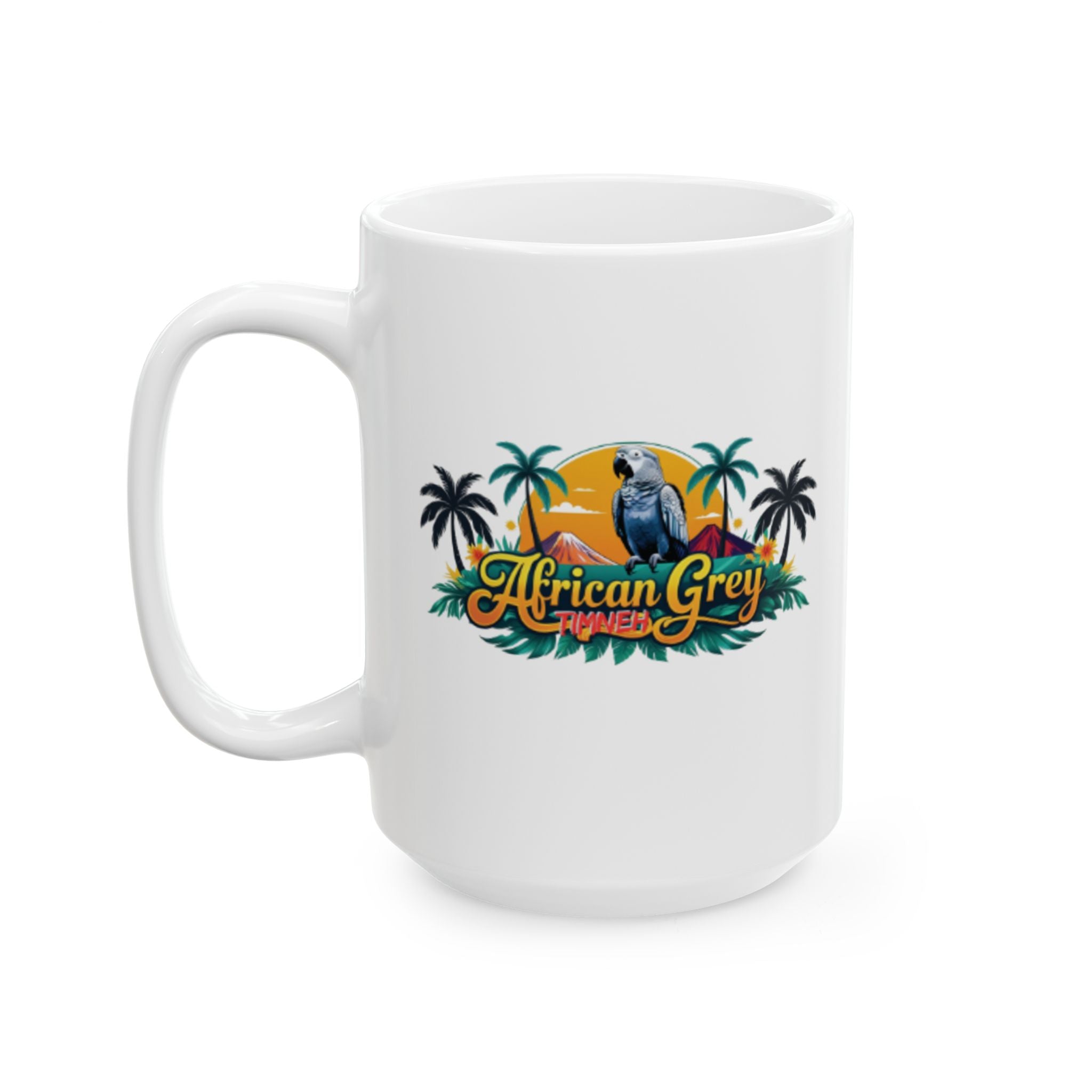 African Grey Timneh Palm Tree Mug