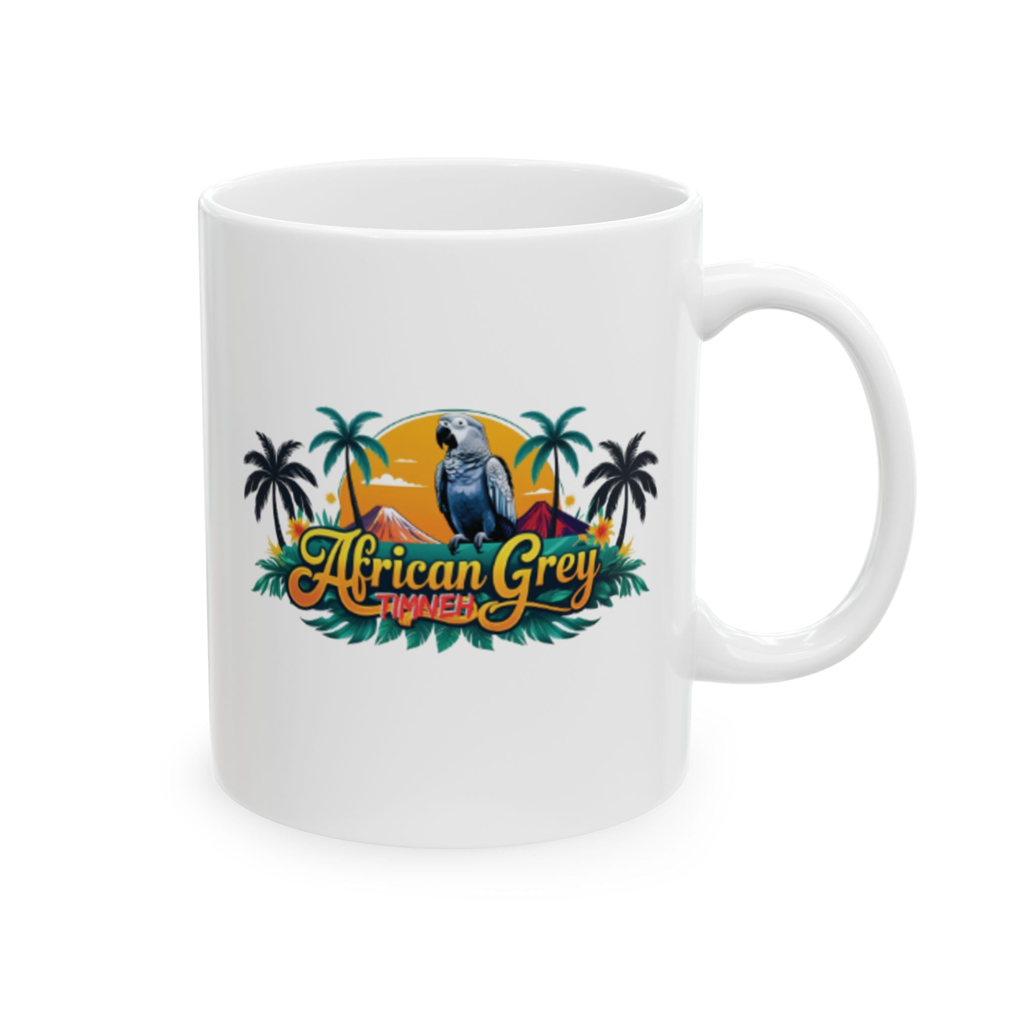 African Grey Timneh Palm Tree Mug