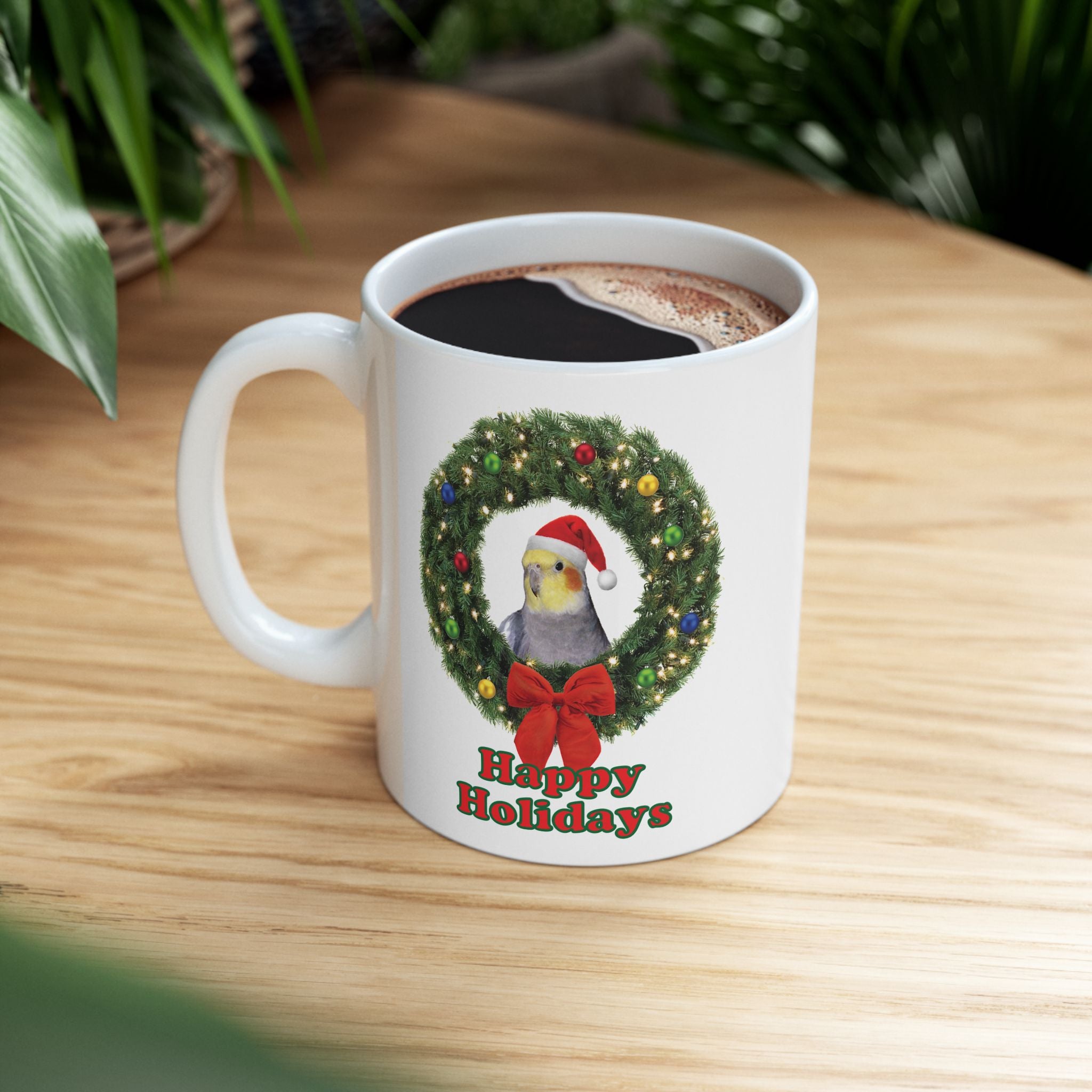 Happy Christmas Holidays Cockatiel Mug