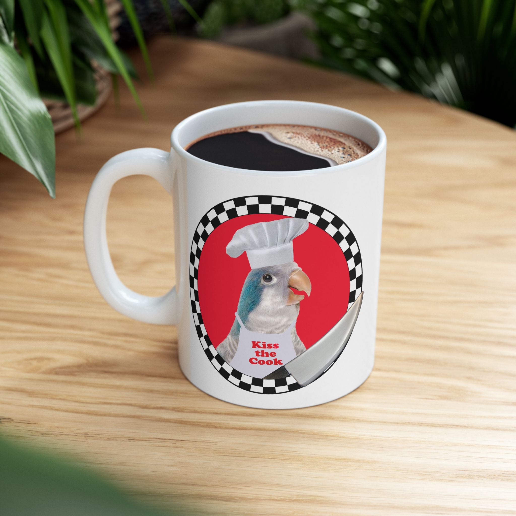 Kiss The Cook Blue Quaker Mug