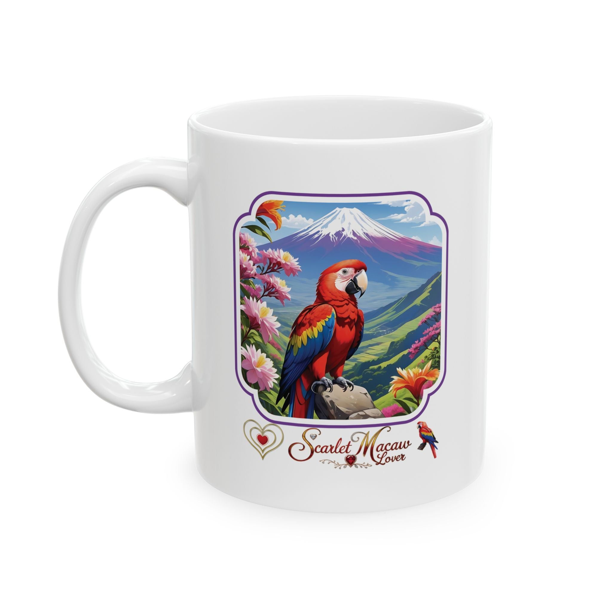 Floral Scarlet Macaw Lover Mug