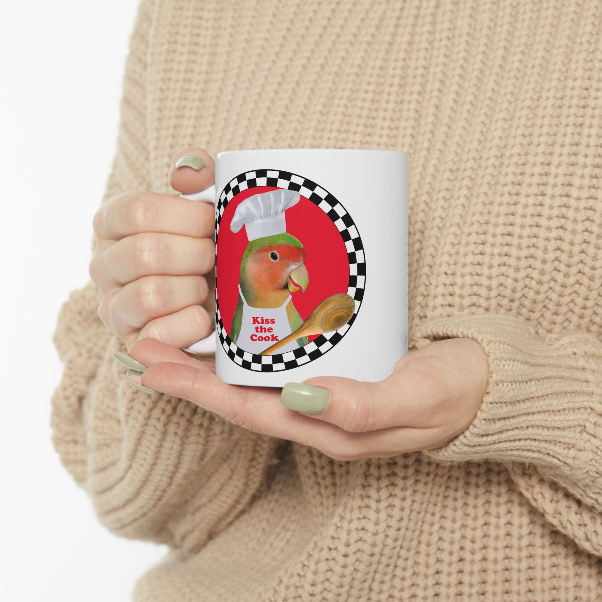 Kiss The Cook Spoon Lovebird Mug