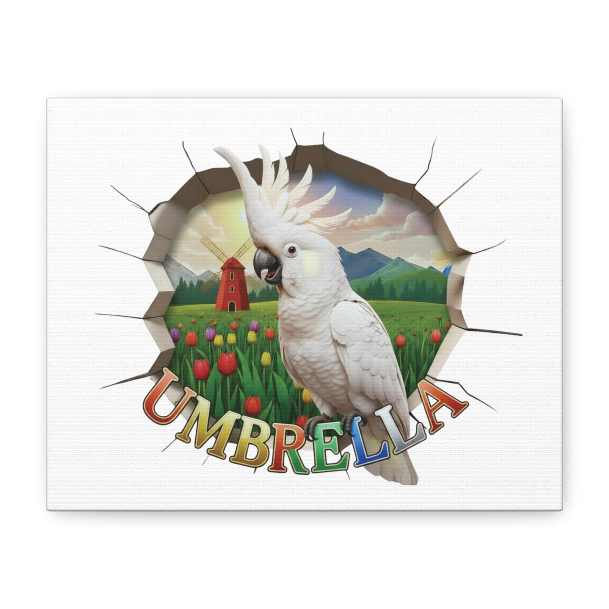 Umbrella Cockatoo Tulip Field Wall-Hanging