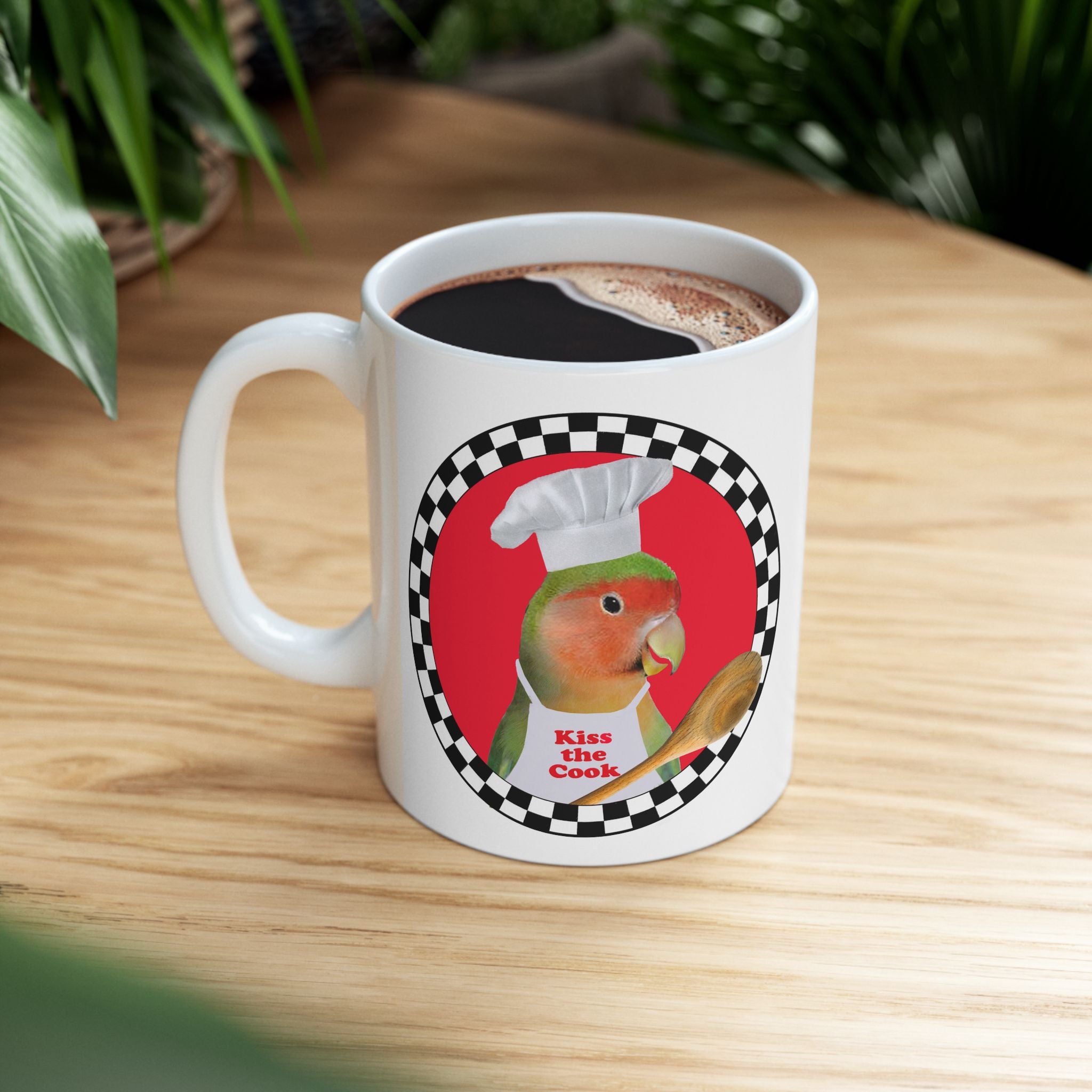 Kiss The Cook Spoon Lovebird Mug