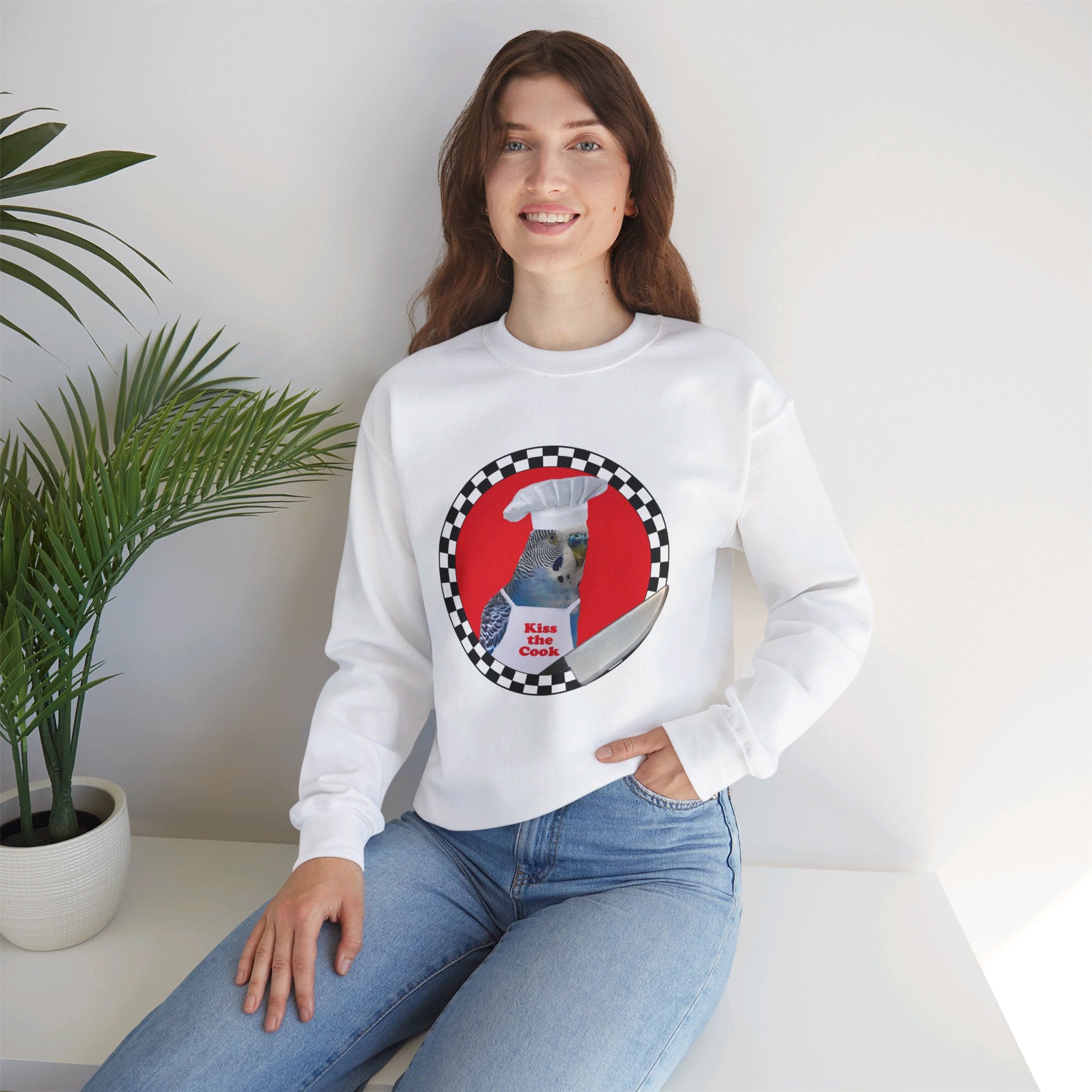 Kiss The Cook Blue Budgie Sweatshirt
