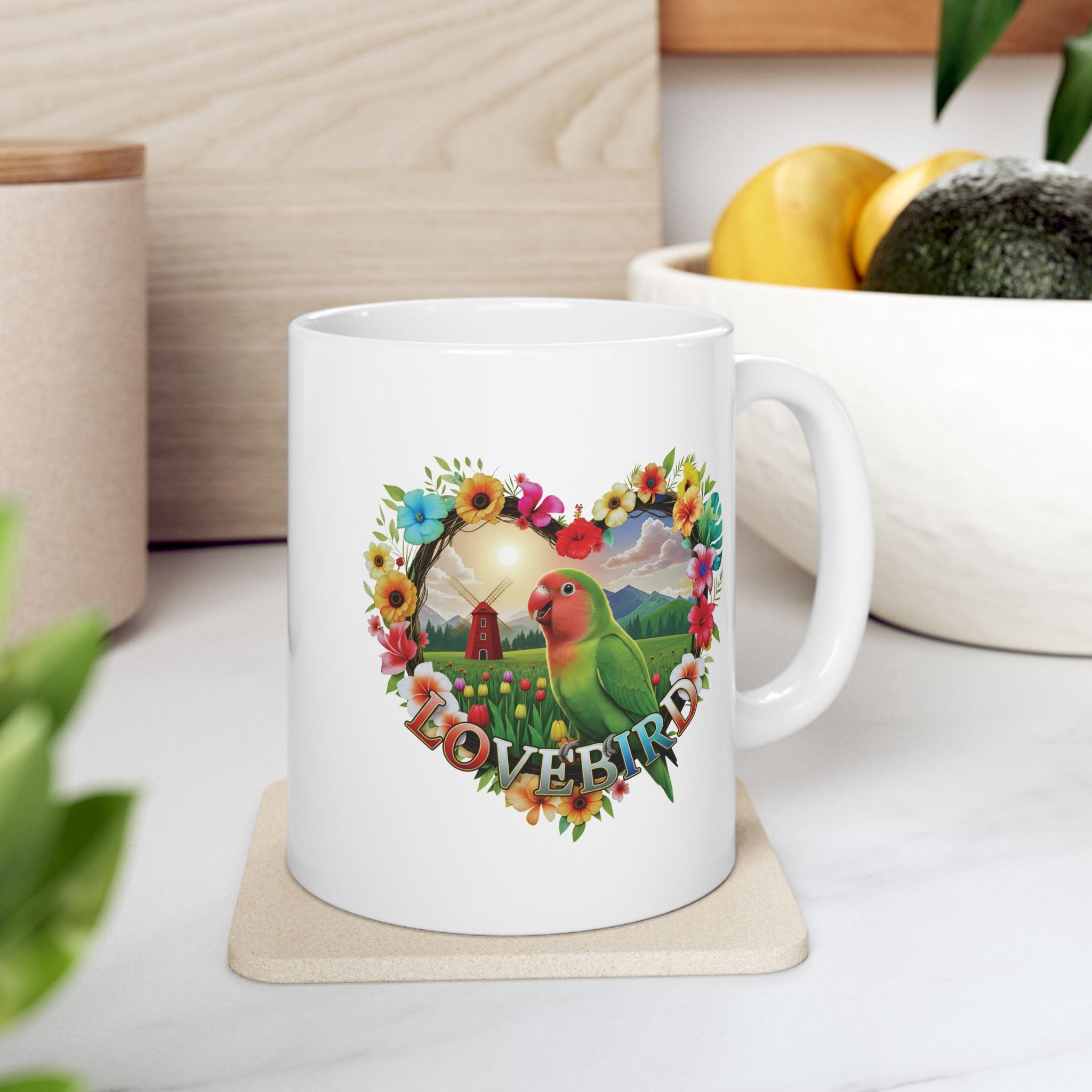 Lovebird Floral Mug