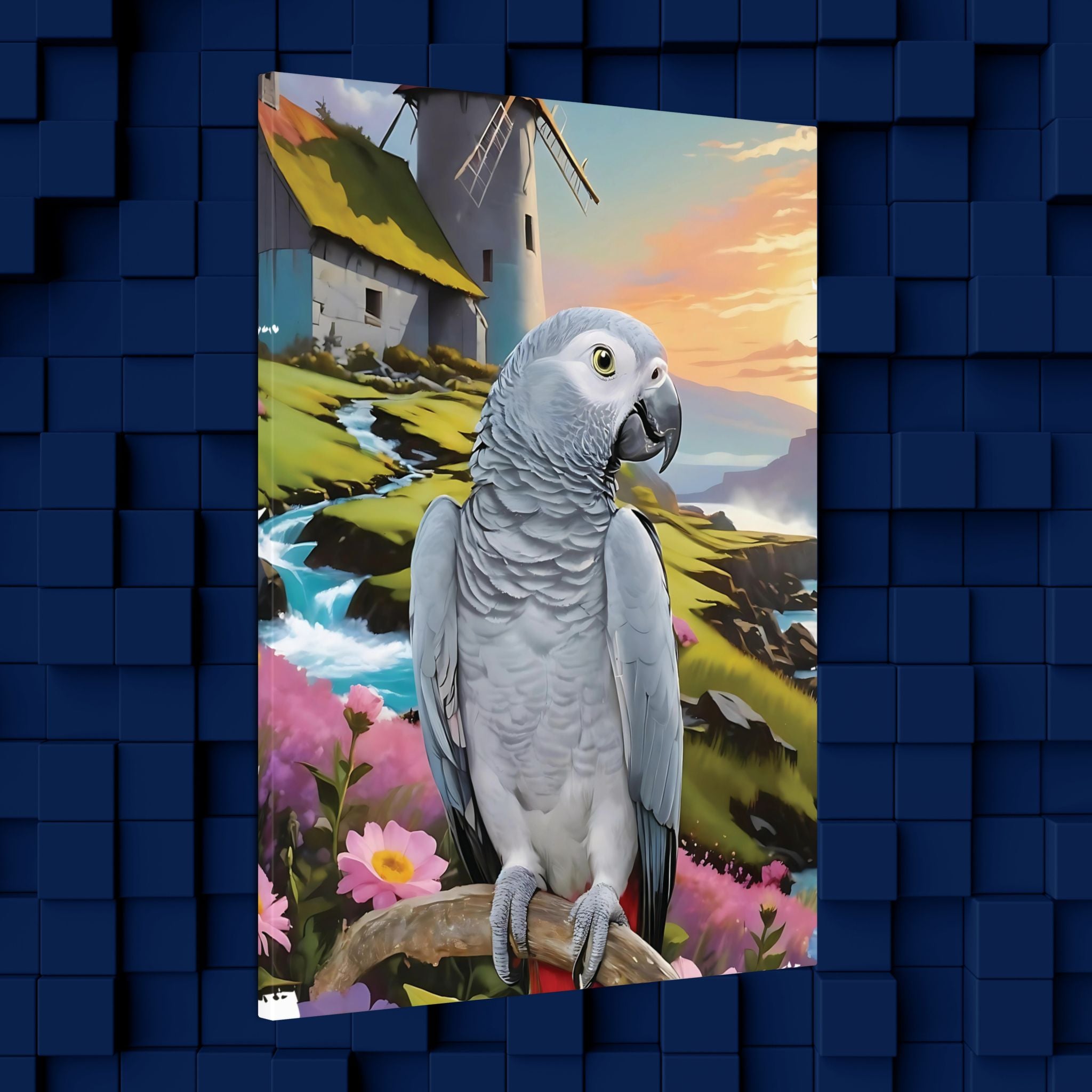 African Grey Congo Canvas Wall Hangings