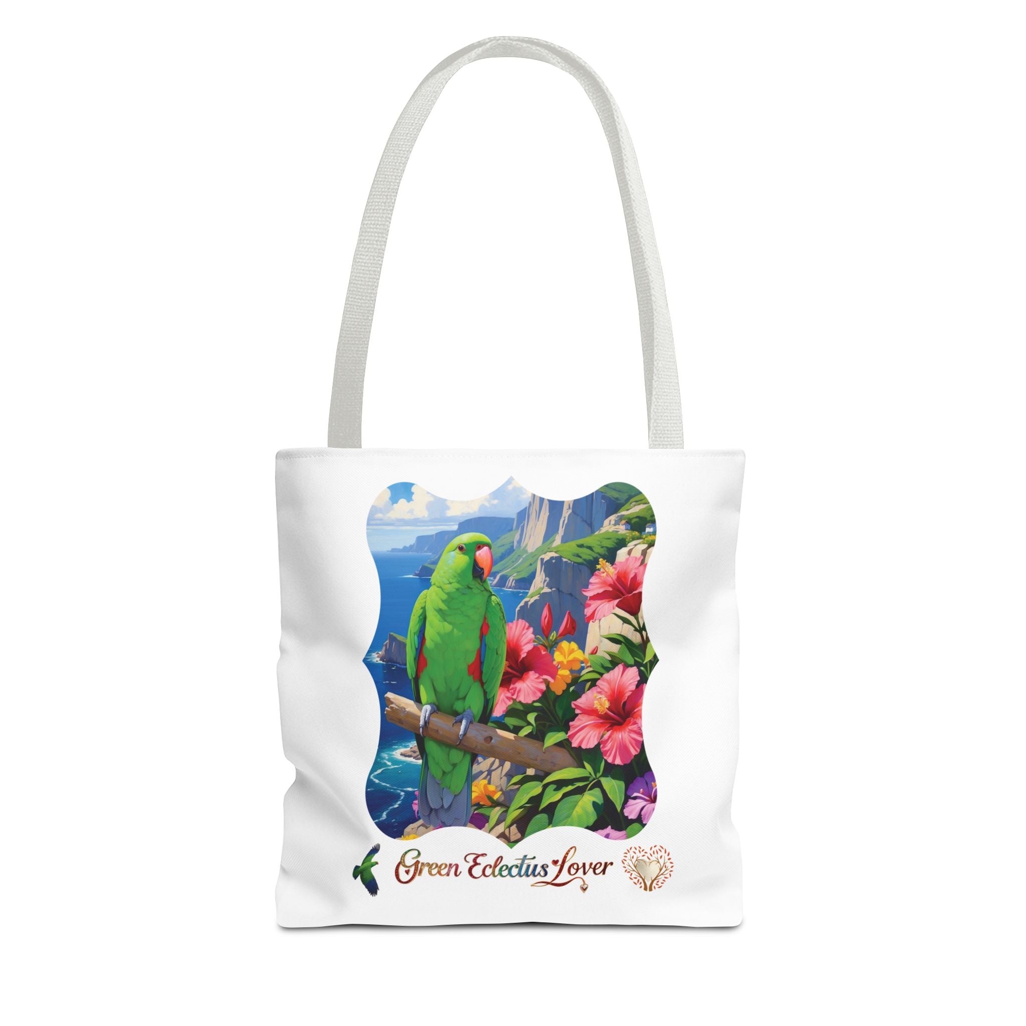 Green Eclectus Lover Hibiscus Tote Bag
