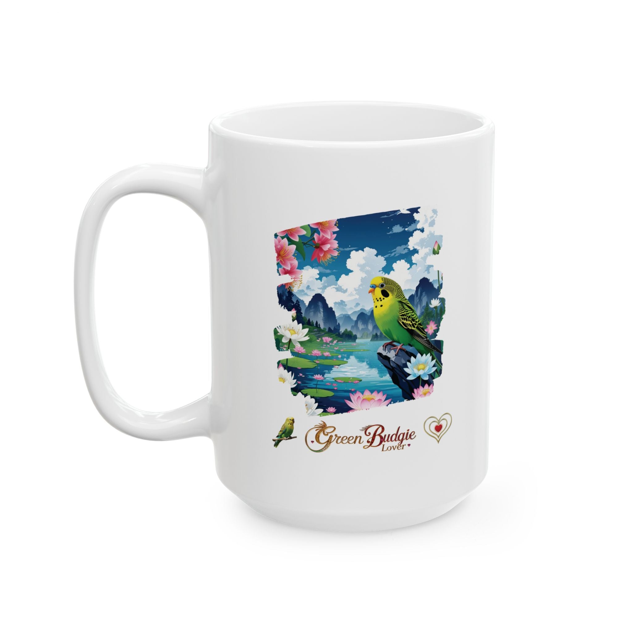 Green Budgie Lover Lake Mug