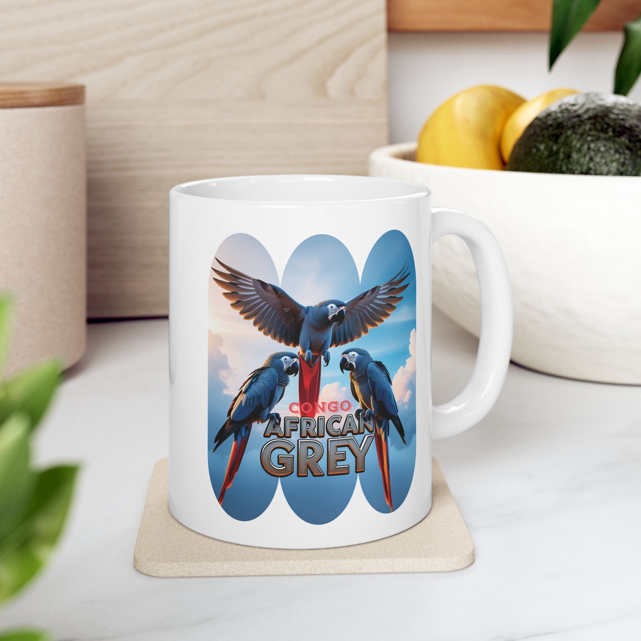 African Grey Parrot Ceramic Mug
