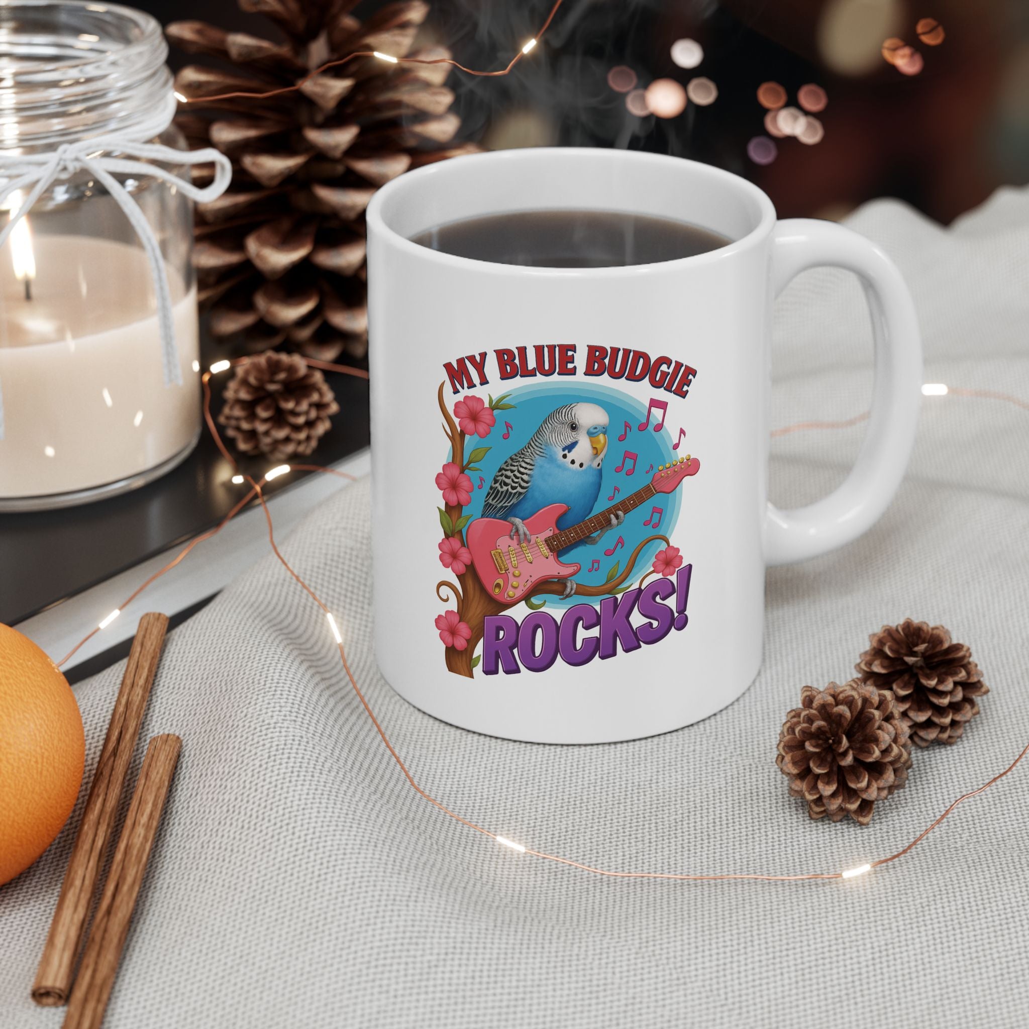 My Blue Budgie Rocks Music Mug