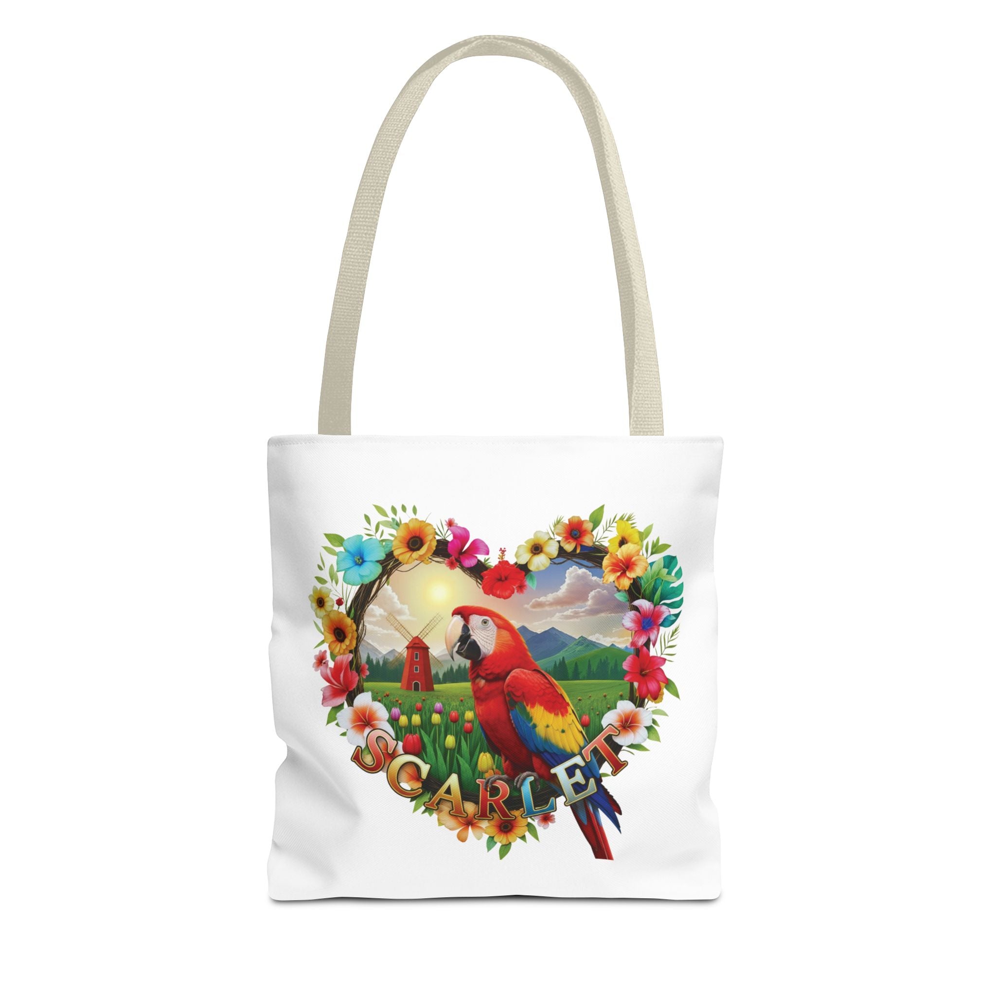 Scarlet Macaw Heart Design Tote Bag