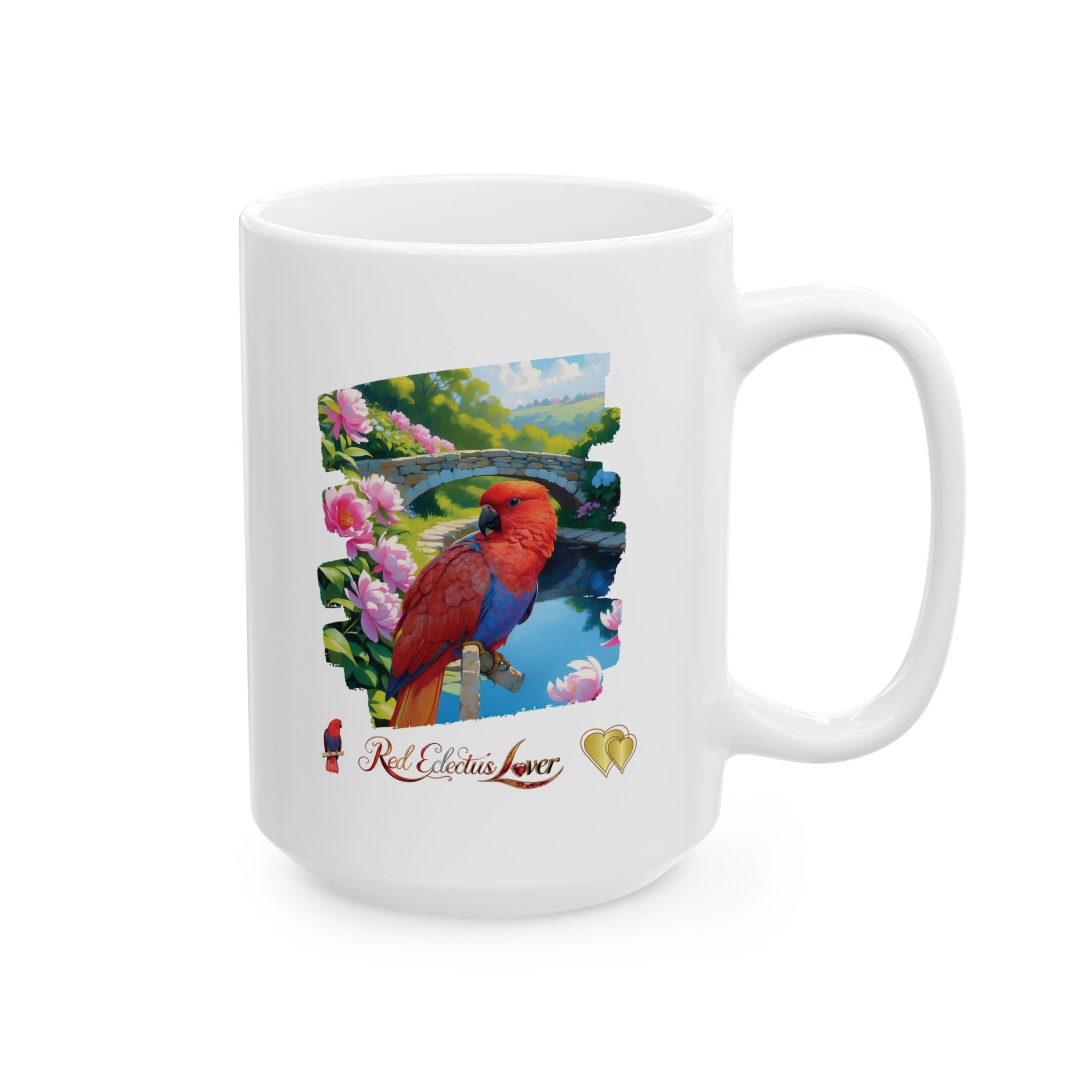 Red Eclectus Lover Floral Lake Mug
