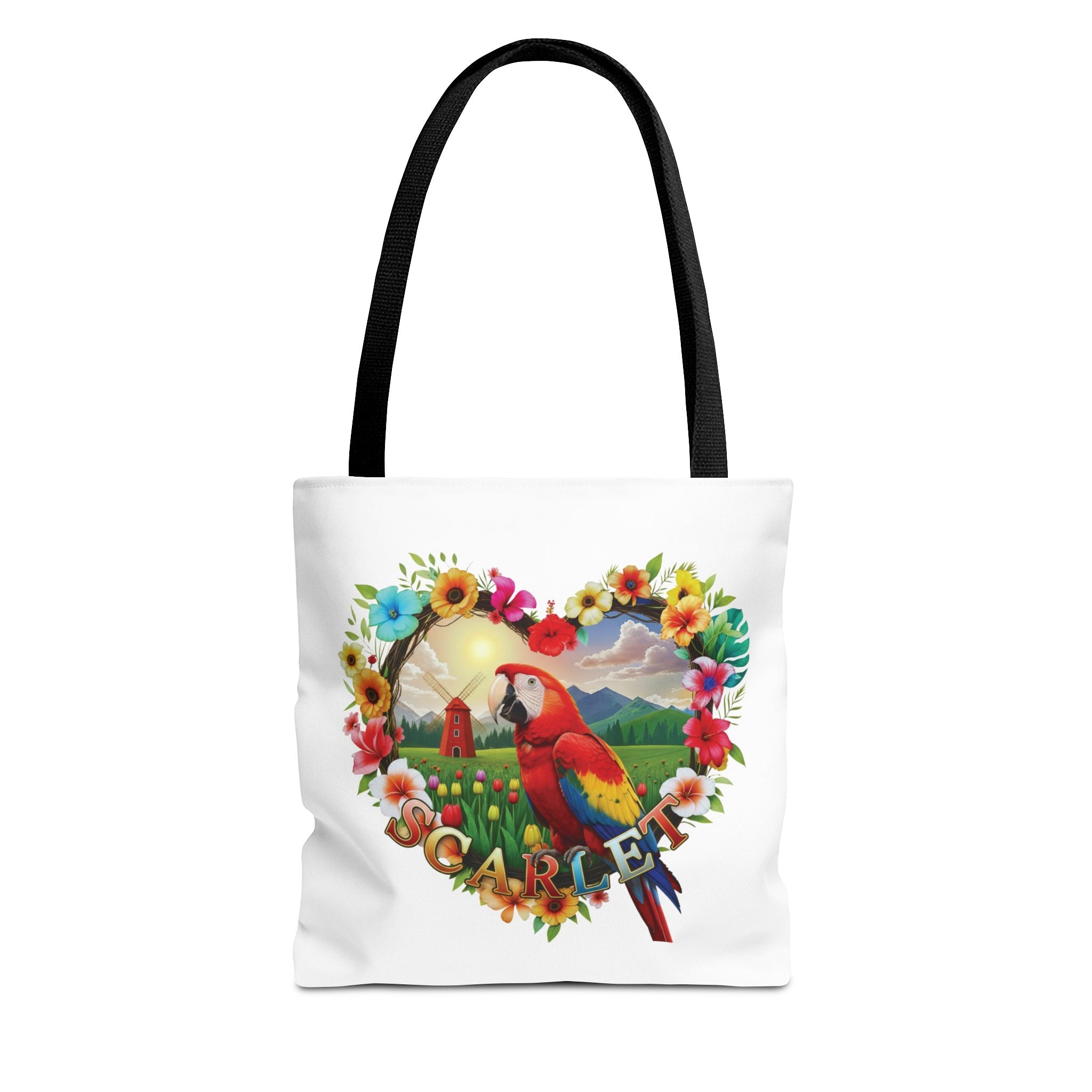 Scarlet Macaw Heart Design Tote Bag