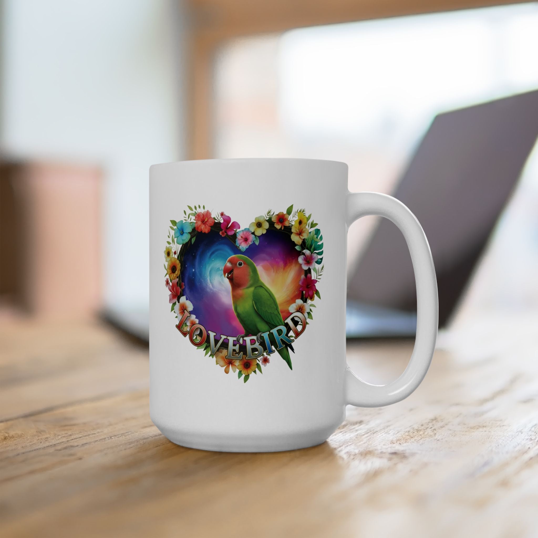 Colorful Lovebird Art Mug