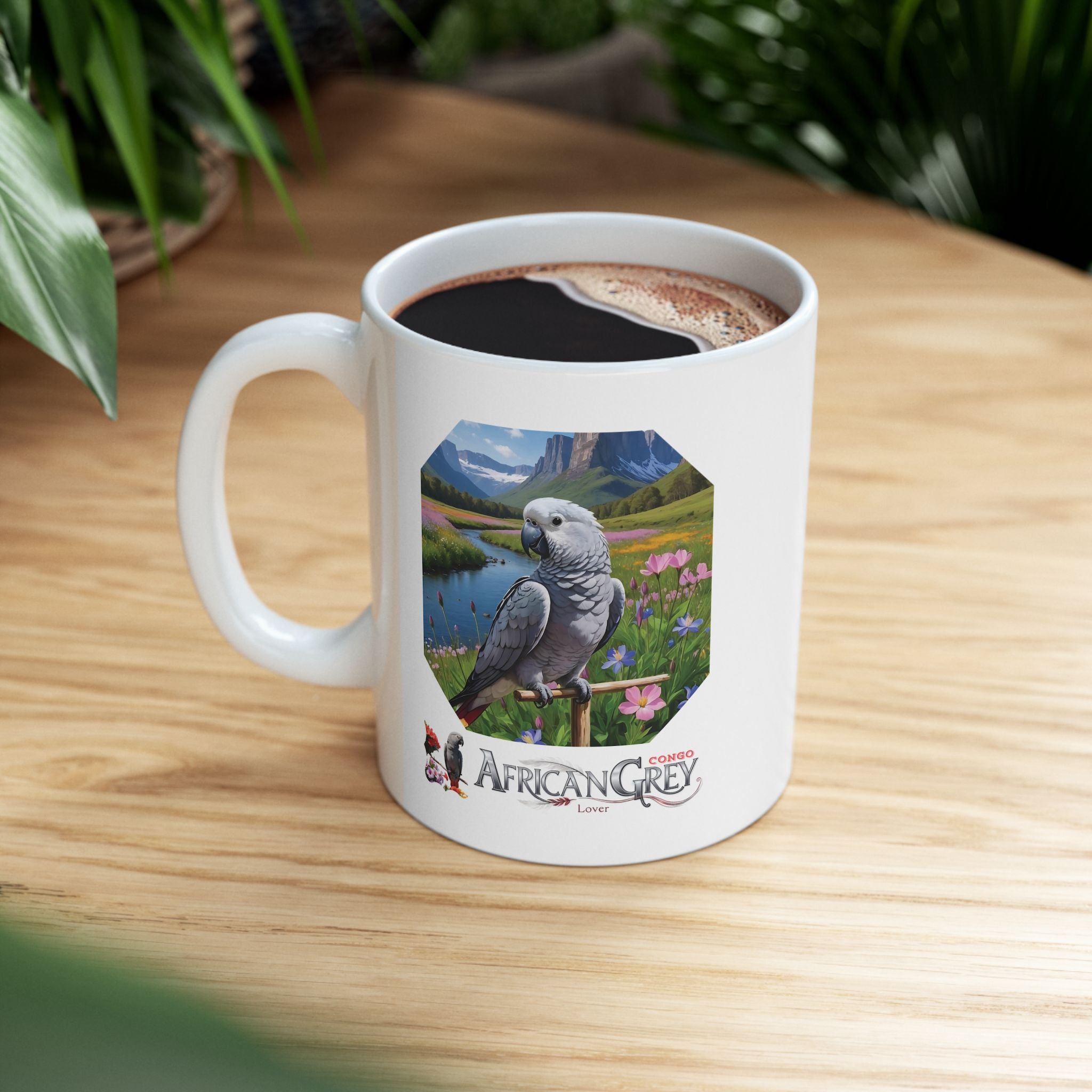 African Grey Ceramic Mug