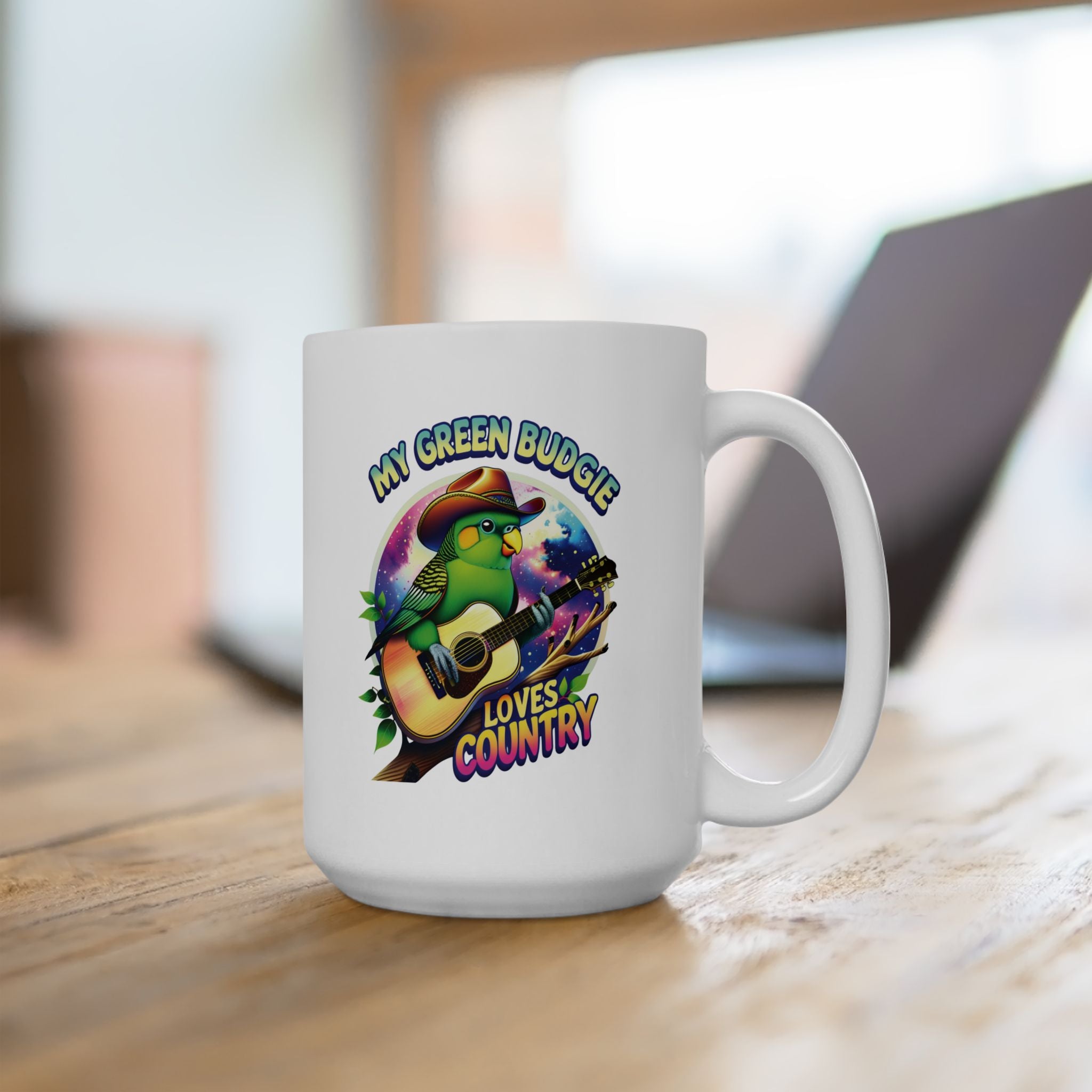 Green Budgie Loves Country Mug