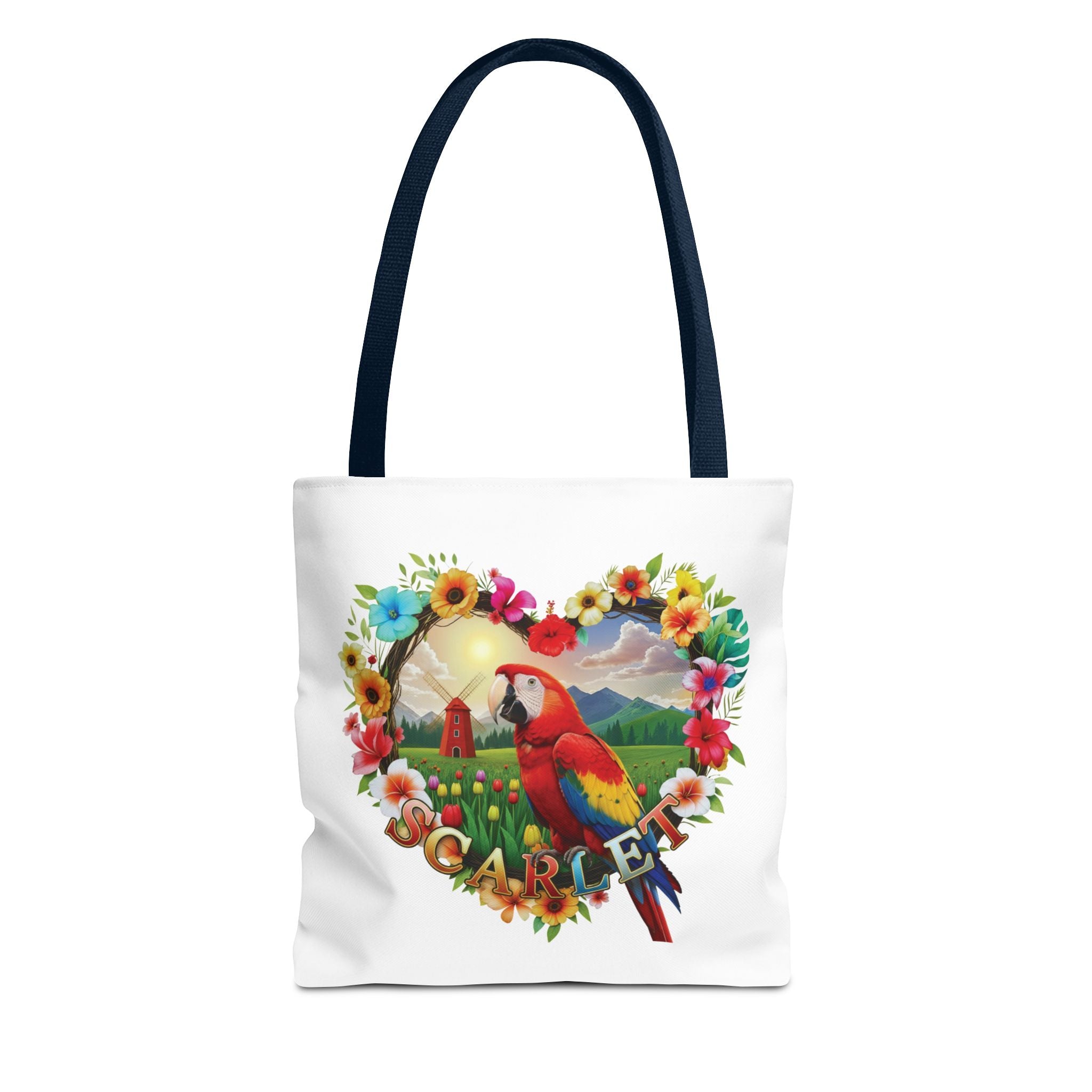 Scarlet Macaw Heart Design Tote Bag