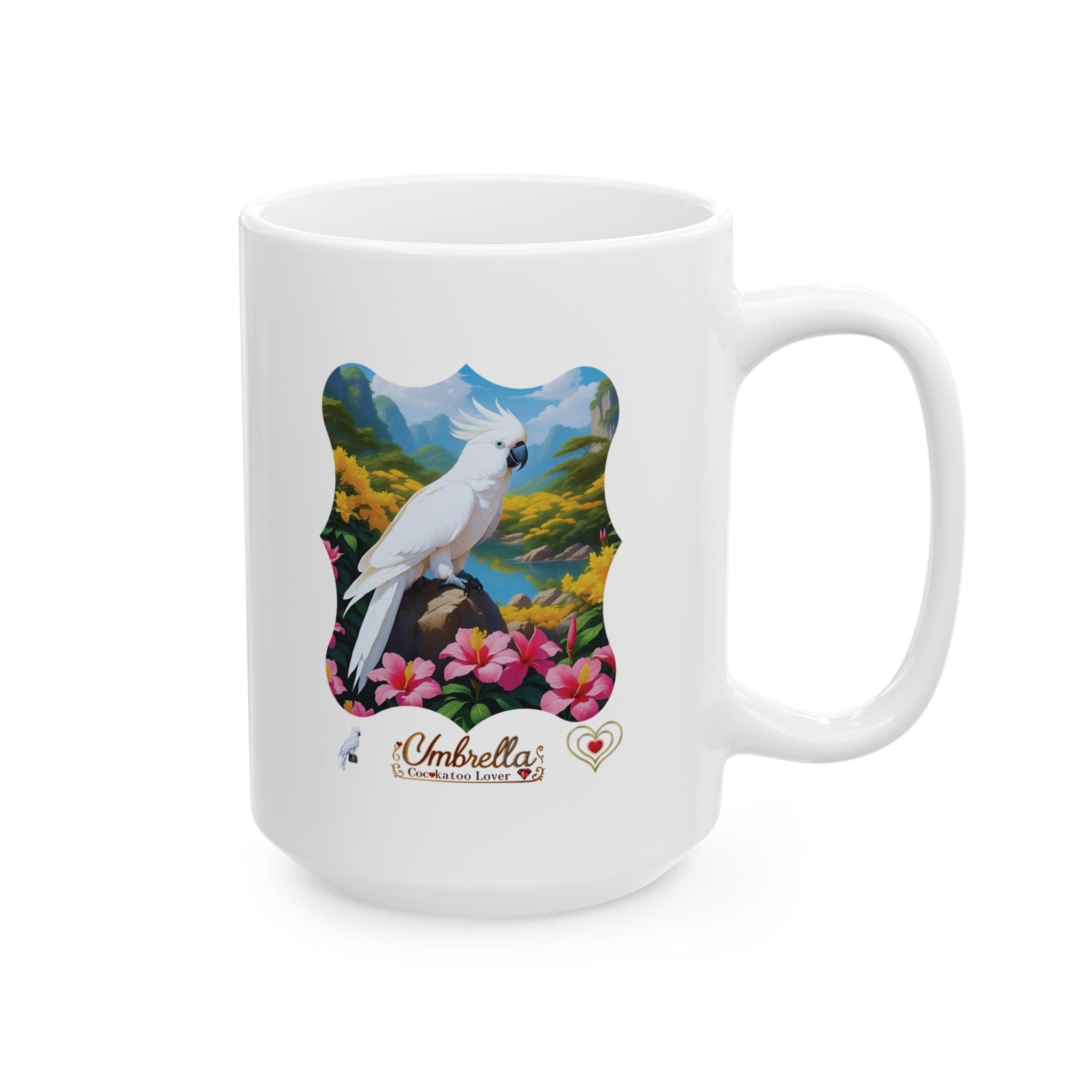 Umbrella Cockatoo Lover Floral Lake Mug