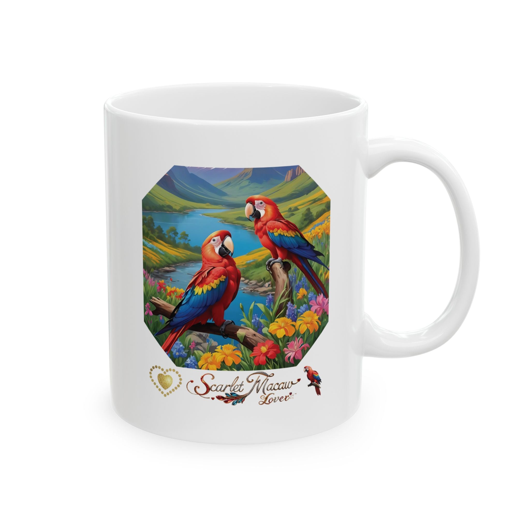 Scarlet Macaw Lover Floral Mug