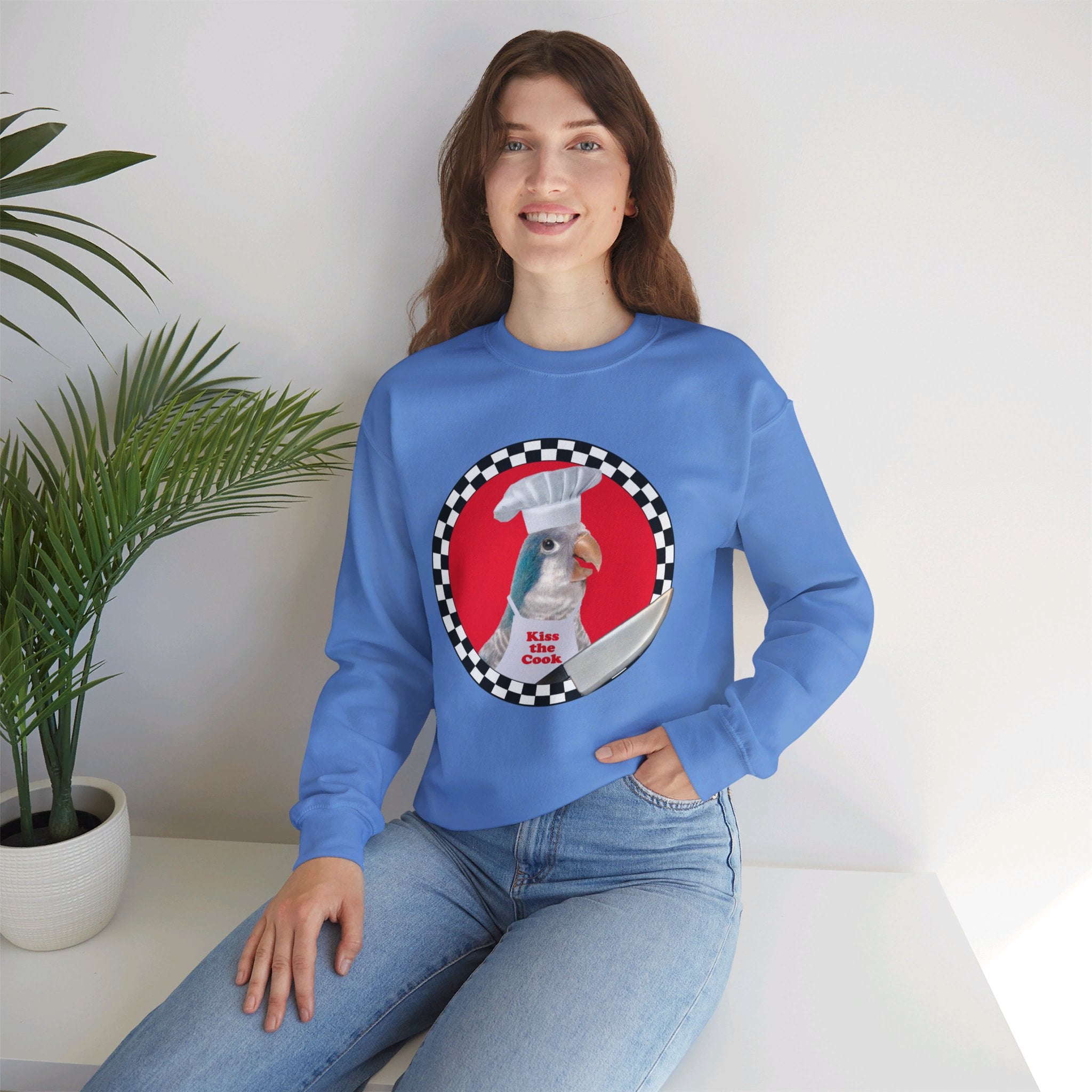 Kiss The Cook Blue Quaker Sweatshirt