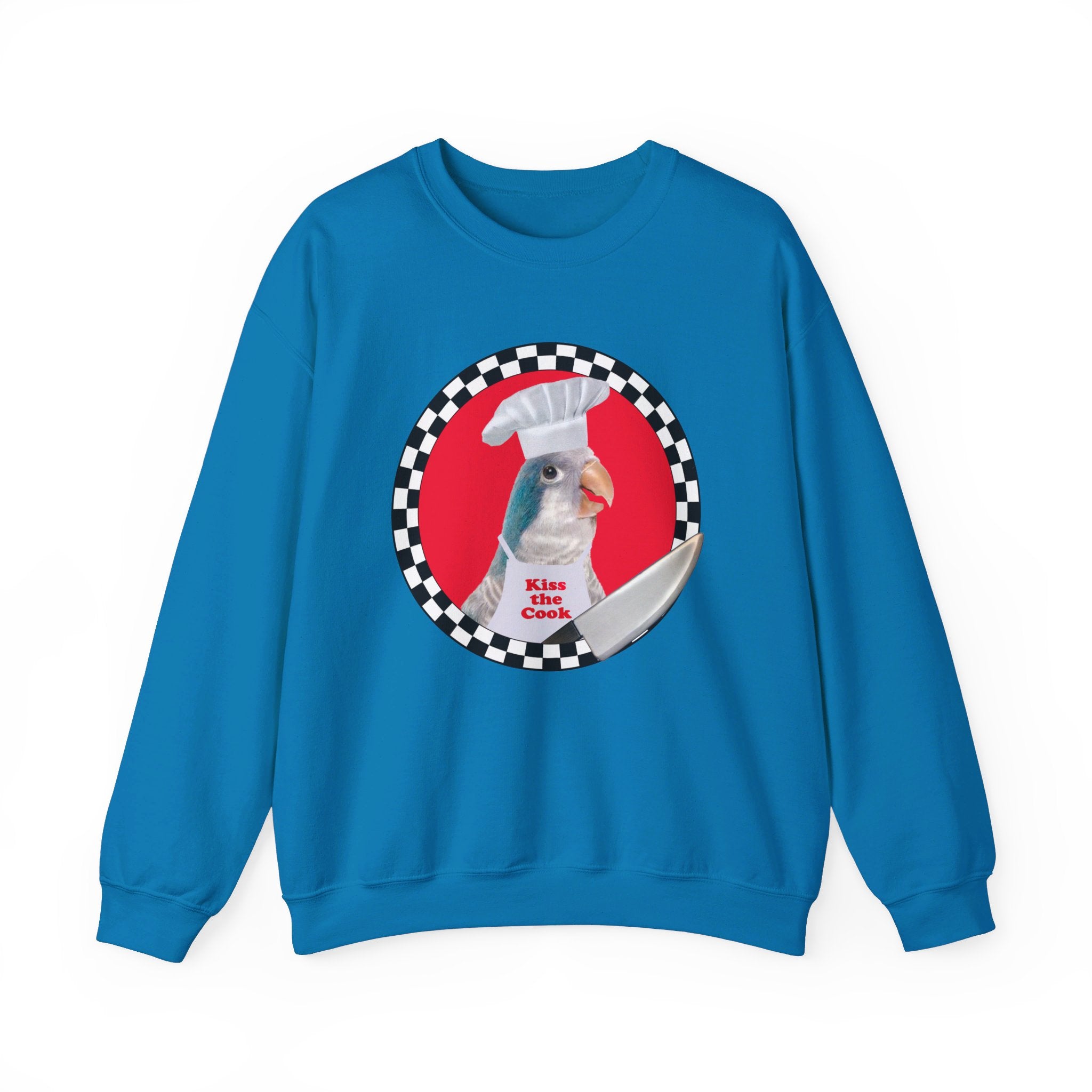 Kiss The Cook Blue Quaker Sweatshirt