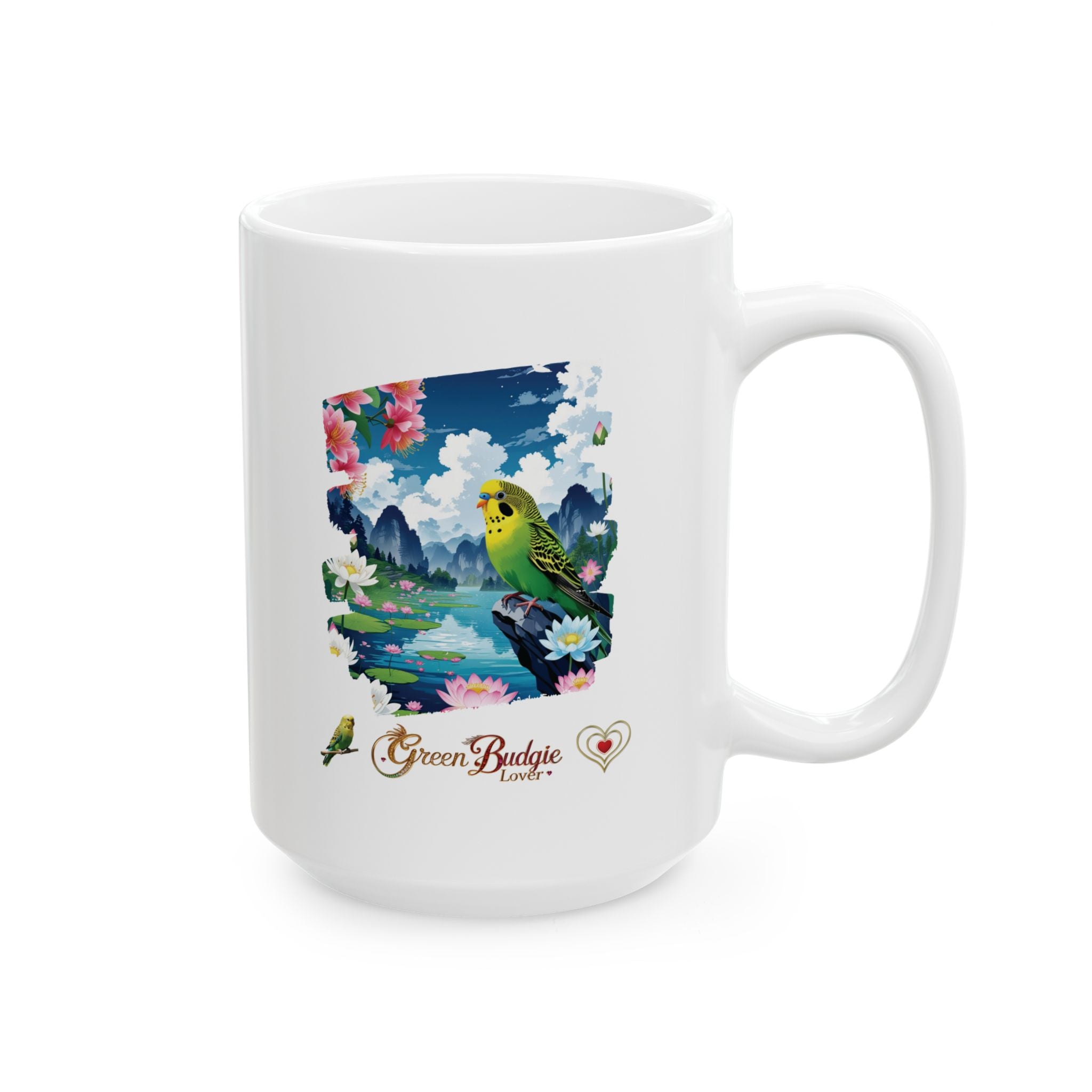 Green Budgie Lover Lake Mug