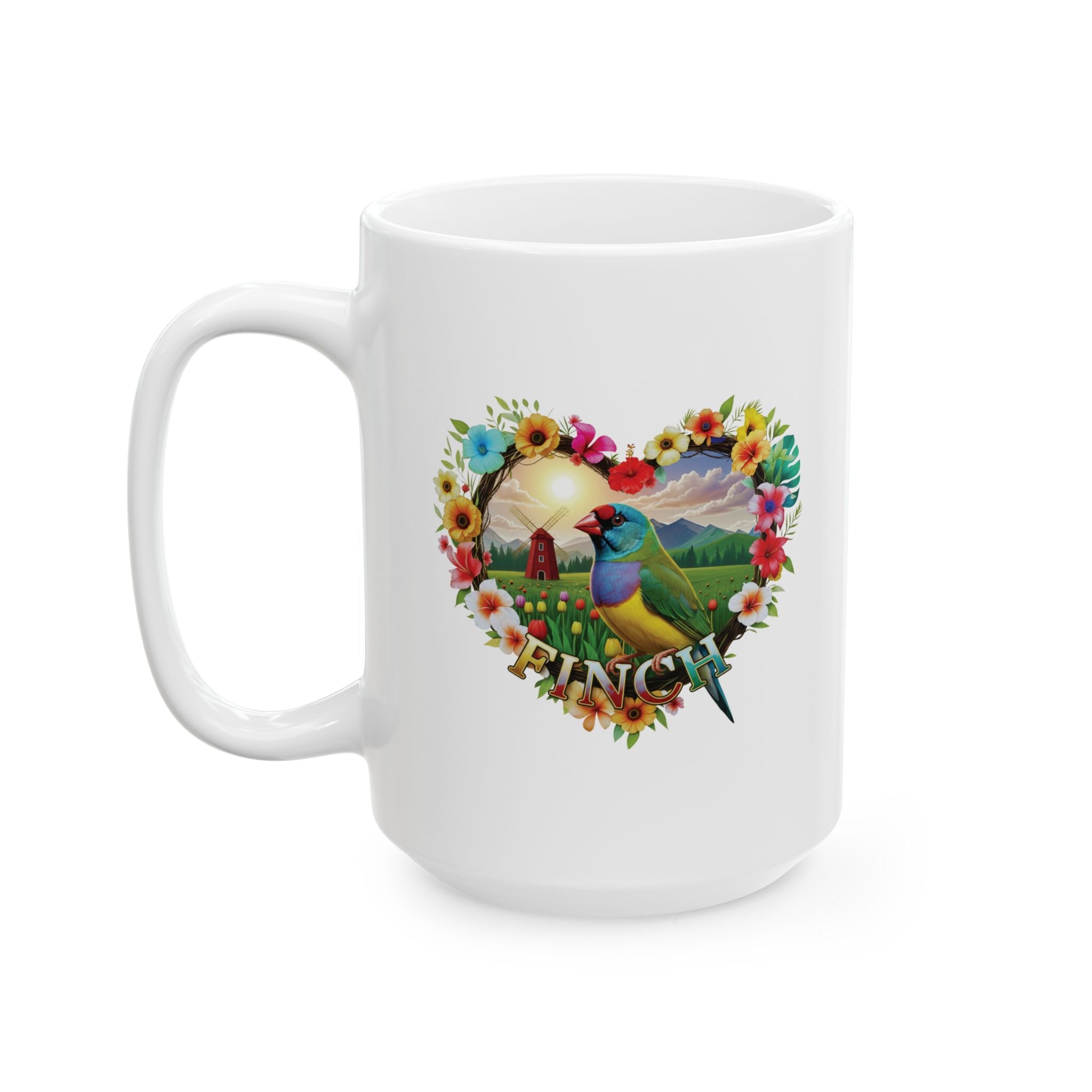 Colorful Finch Art Mug