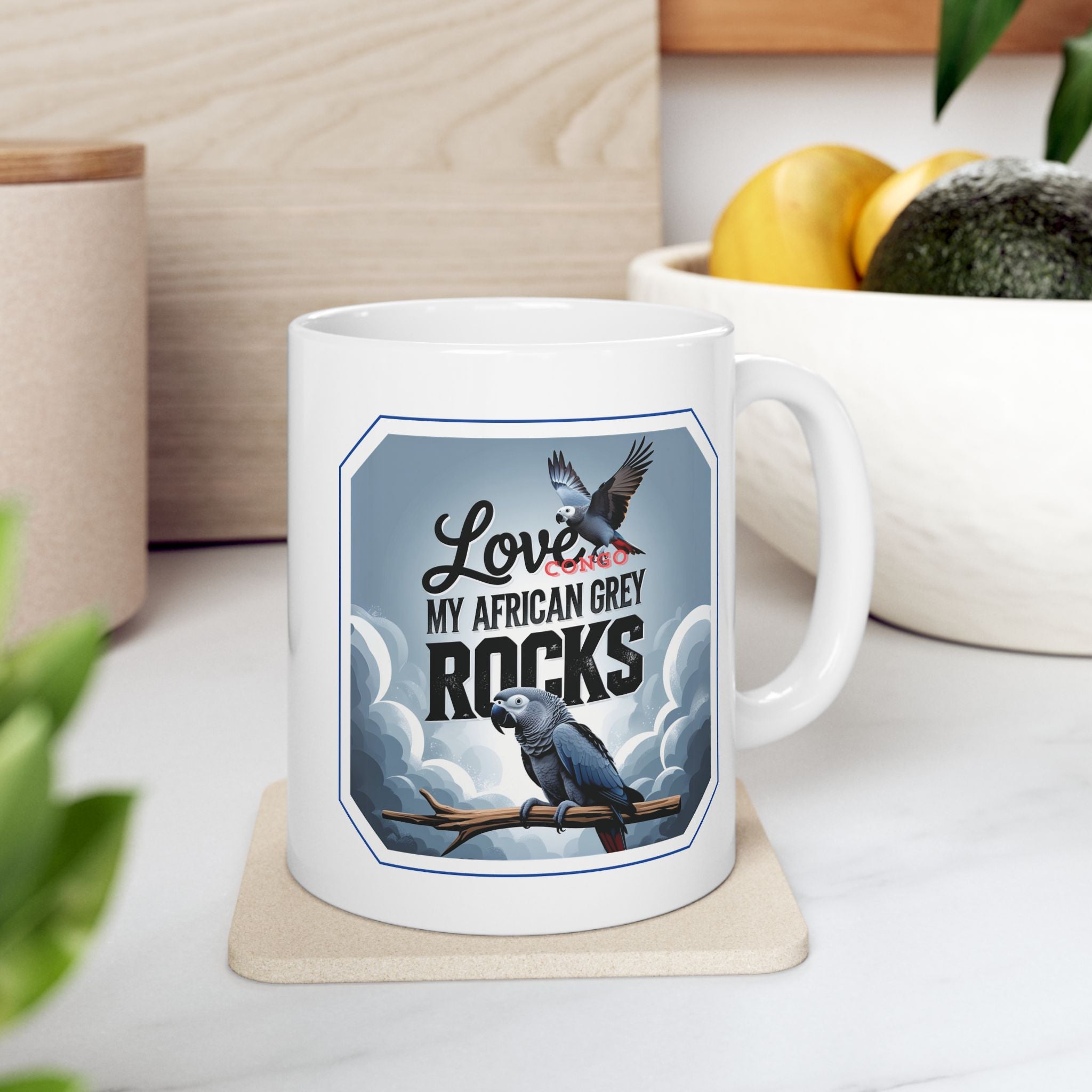 African Grey Ceramic Mug
